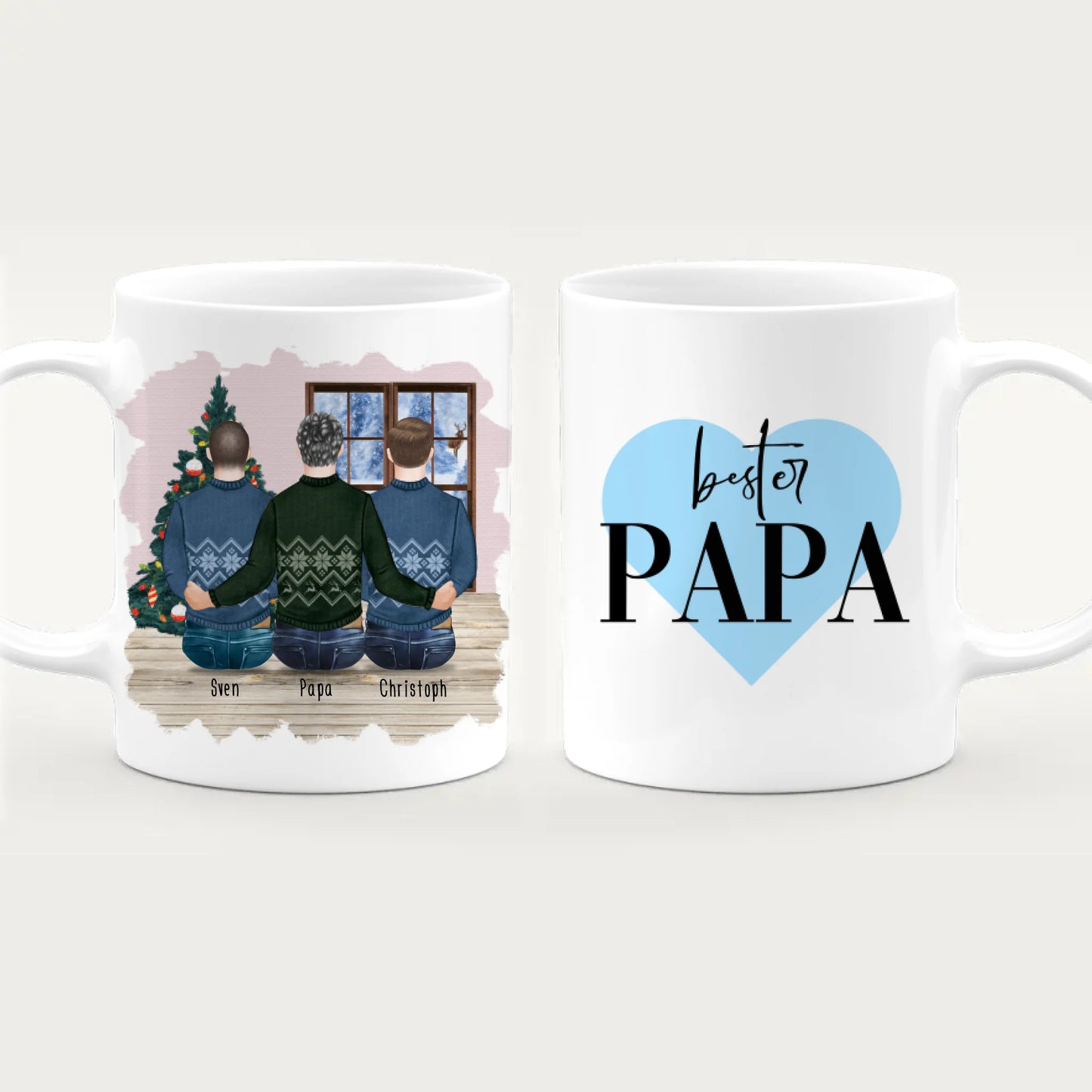 Personalisierte Tasse mit Vater/Sohn (2 Söhne) - Weihnachtstasse