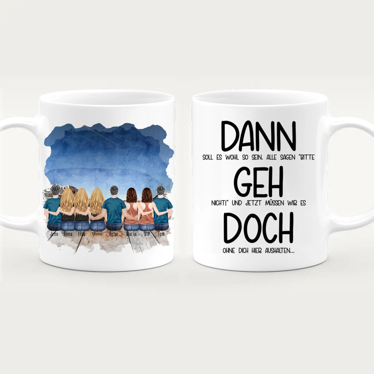 Personalisierte Tasse Kollegen (5 Frauen + 3 Männer) - Abschiedsgeschenk