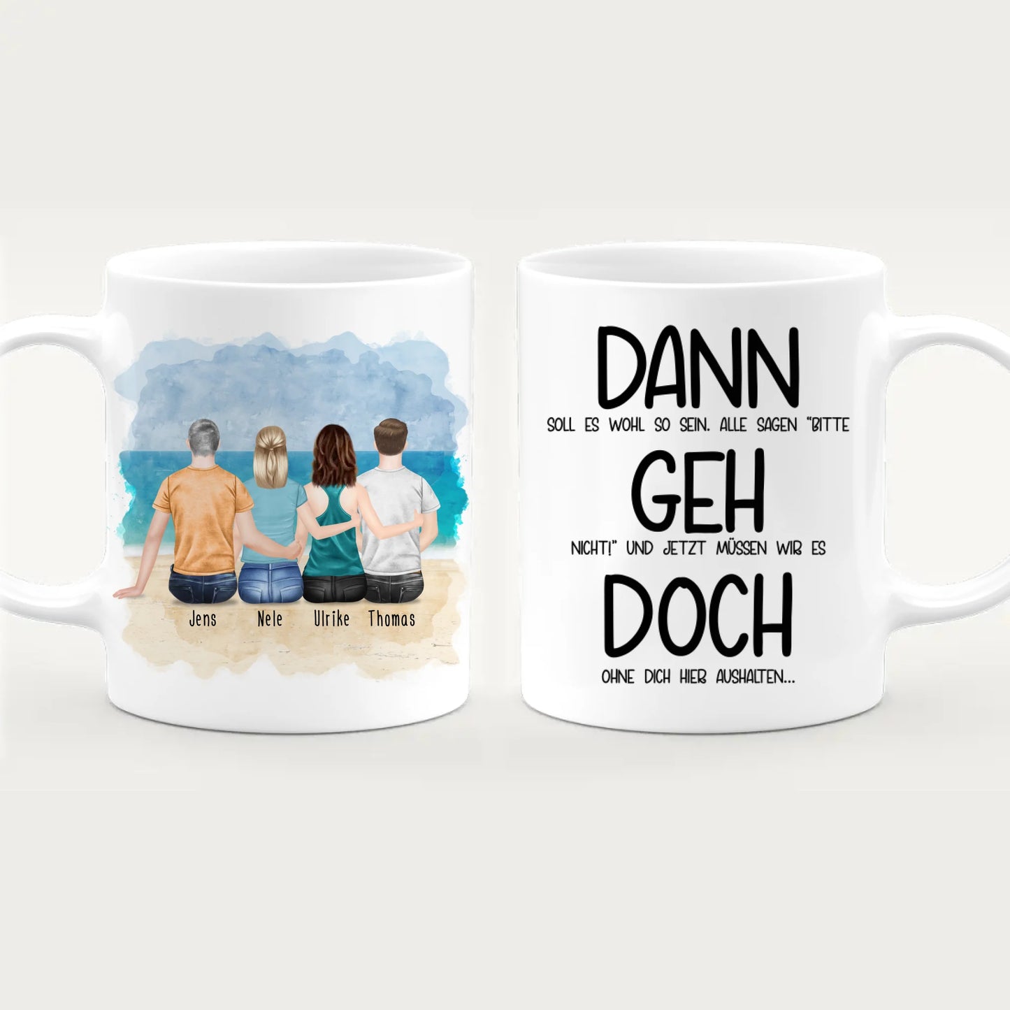 Personalisierte Tasse Kollegen (2 Frauen + 2 Männer) - Abschiedsgeschenk