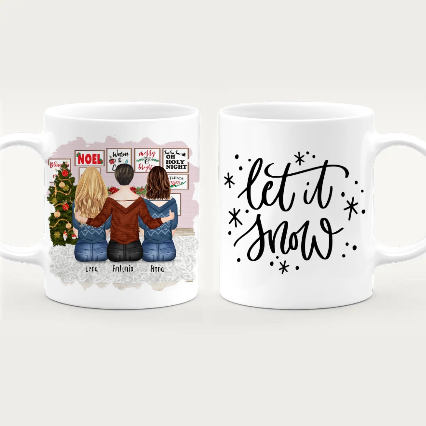 Personalisierte Tasse für Beste Freundinnen (3 Freundinnen) - Weihnachtstasse