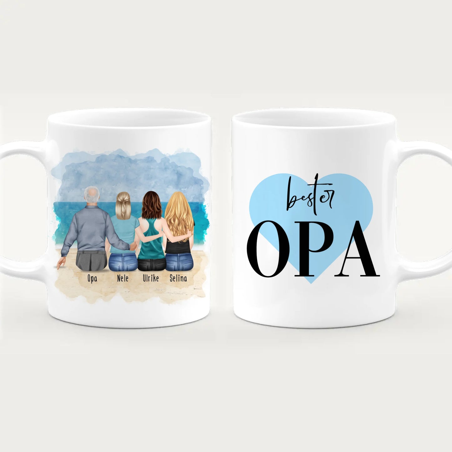 Personalisierte Tasse für Opa (3 Frauen + 1 Opa)