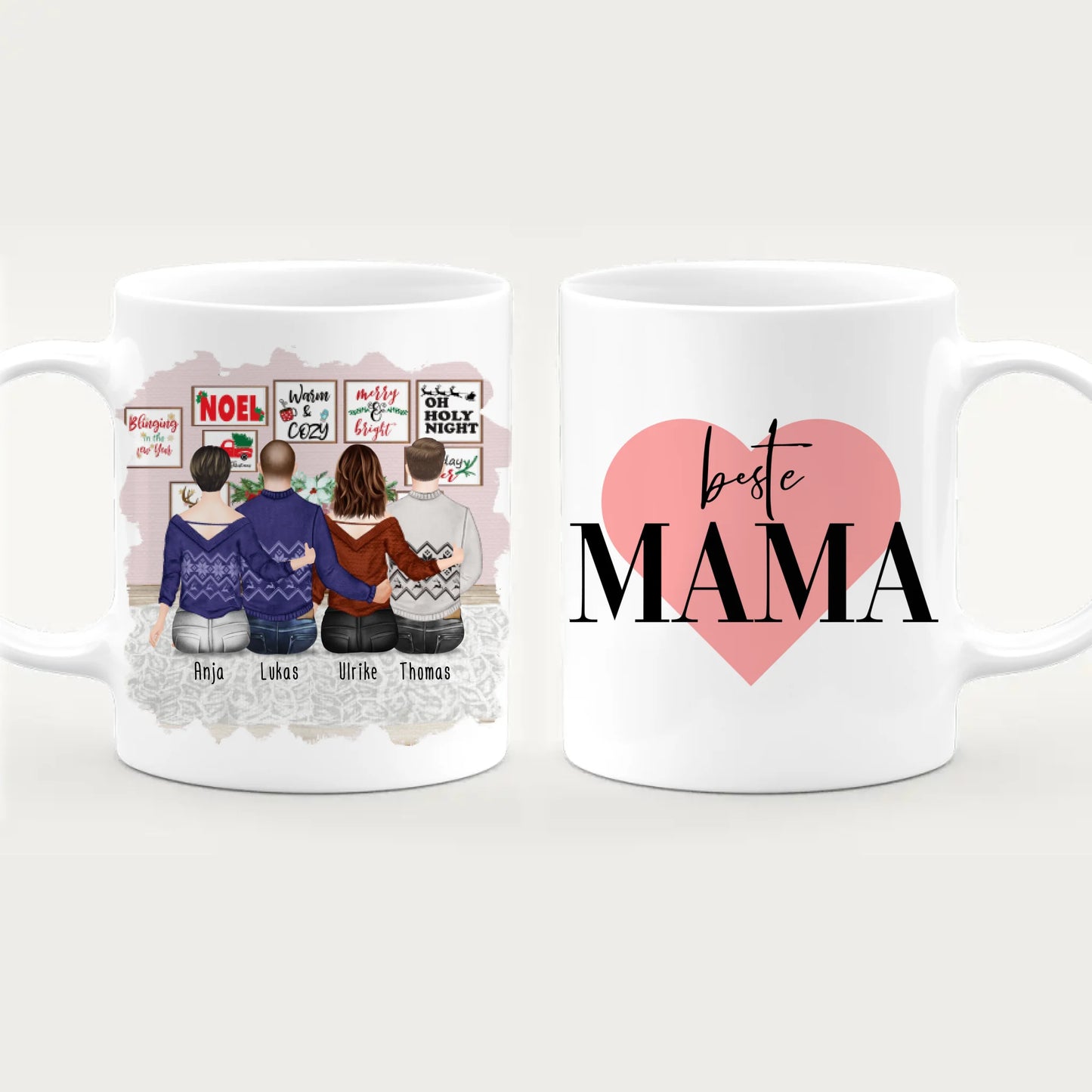 Personalisierte Tasse mit Mutter/Tochter/Sohn (1 Tochter + 2 Söhne) - Weihnachtstasse