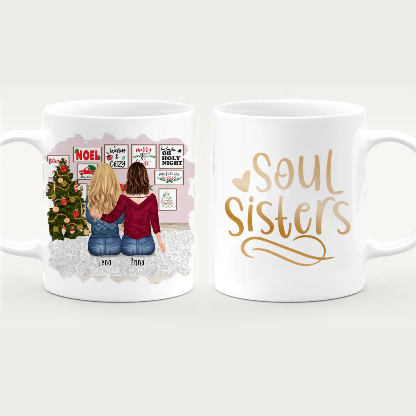 Personalisierte Tasse für Beste Freundinnen (2 Freundinnen) - Weihnachtstasse