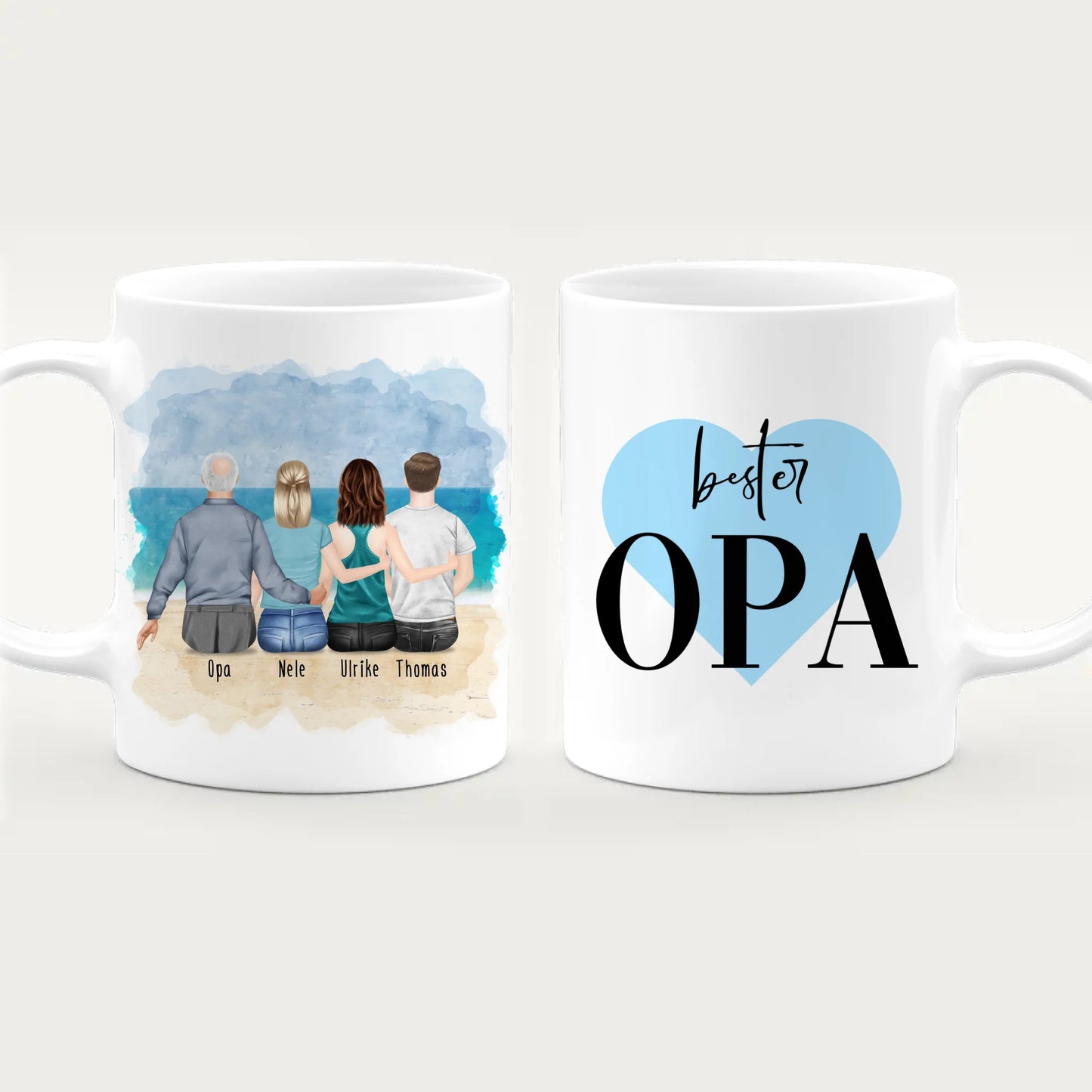 Personalisierte Tasse für Opa (2 Frauen + 1 Mann + 1 Opa)