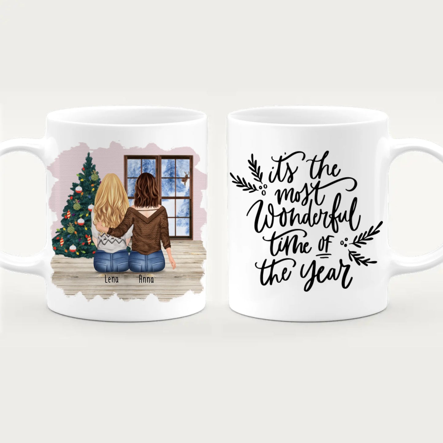 Personalisierte Tasse für Schwestern (2 Schwestern) - Weihnachtstasse