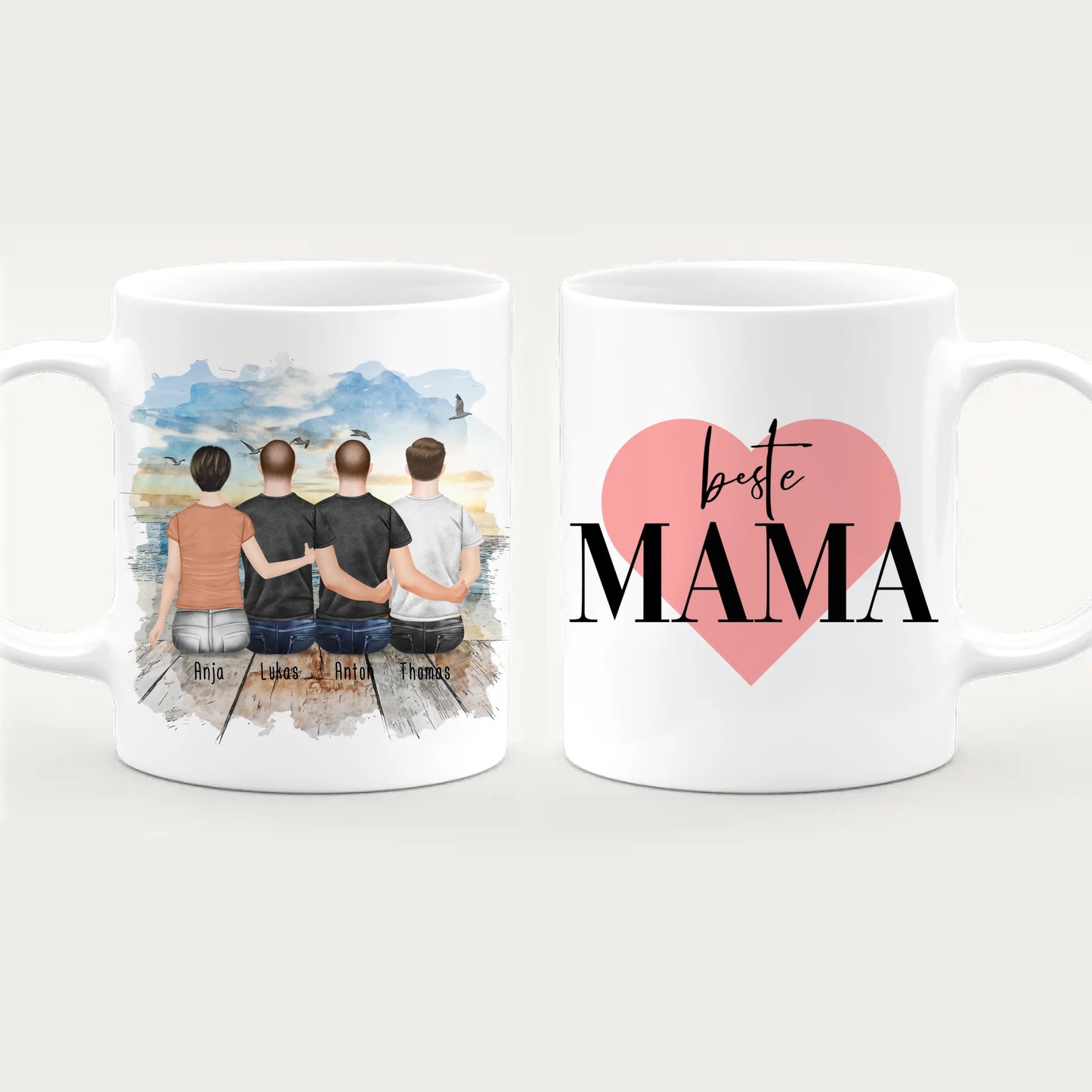 Personalisierte Tasse mit Mutter/Sohn (3 Söhne)