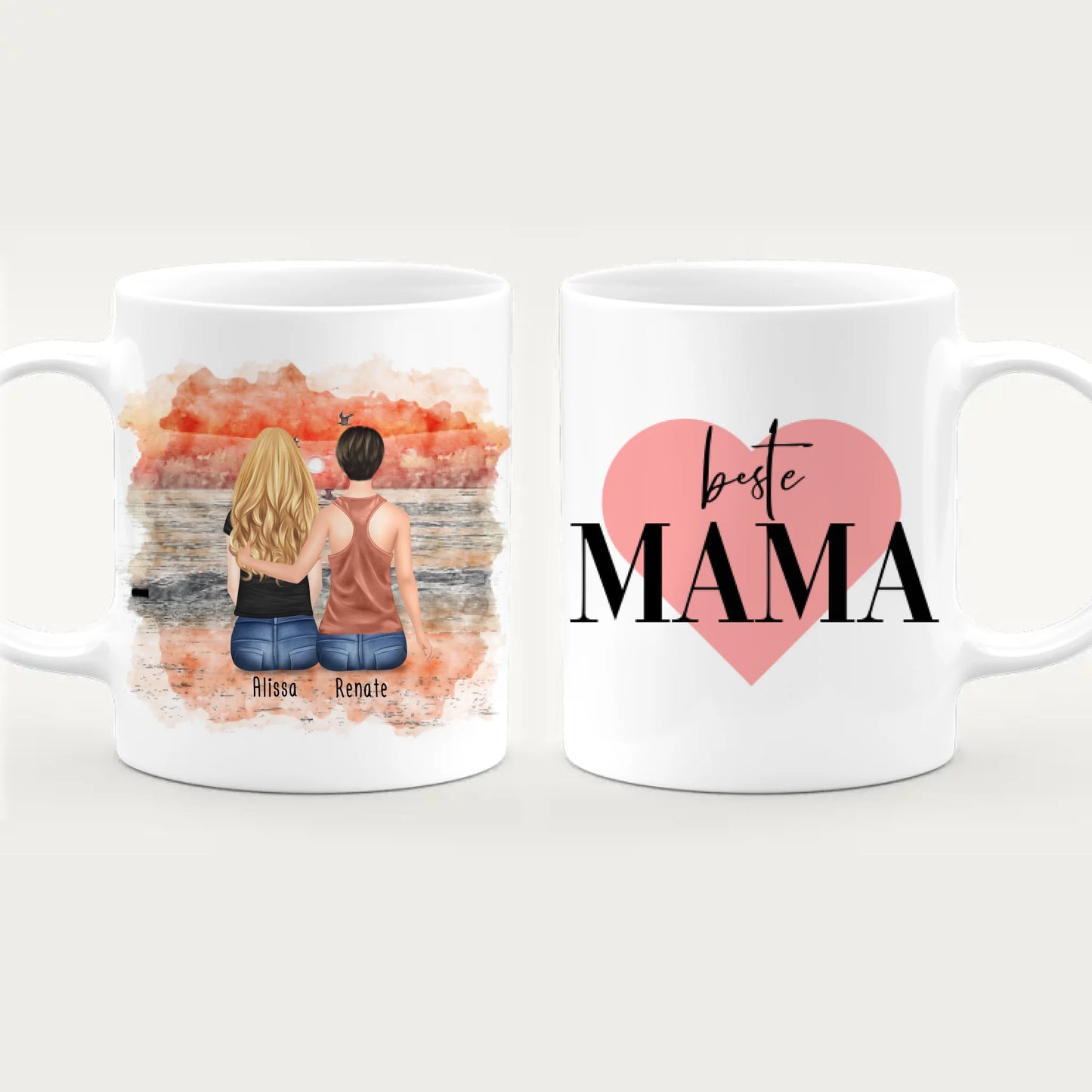 Personalisierte Tasse mit Mutter/Tochter (1 Tochter)