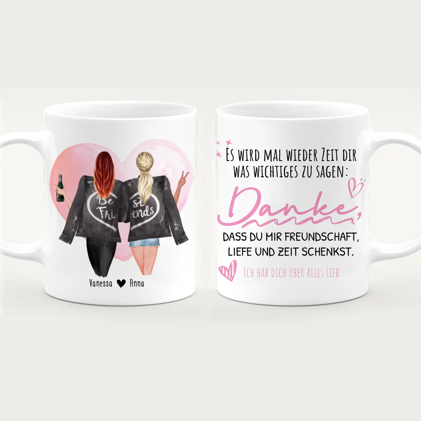 Personalisierte Beste Freundinnen Tasse mit Jacke