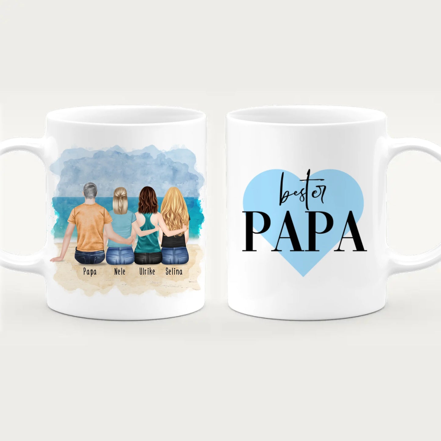 Personalisierte Tasse mit Vater/Tochter (3 Töchter)