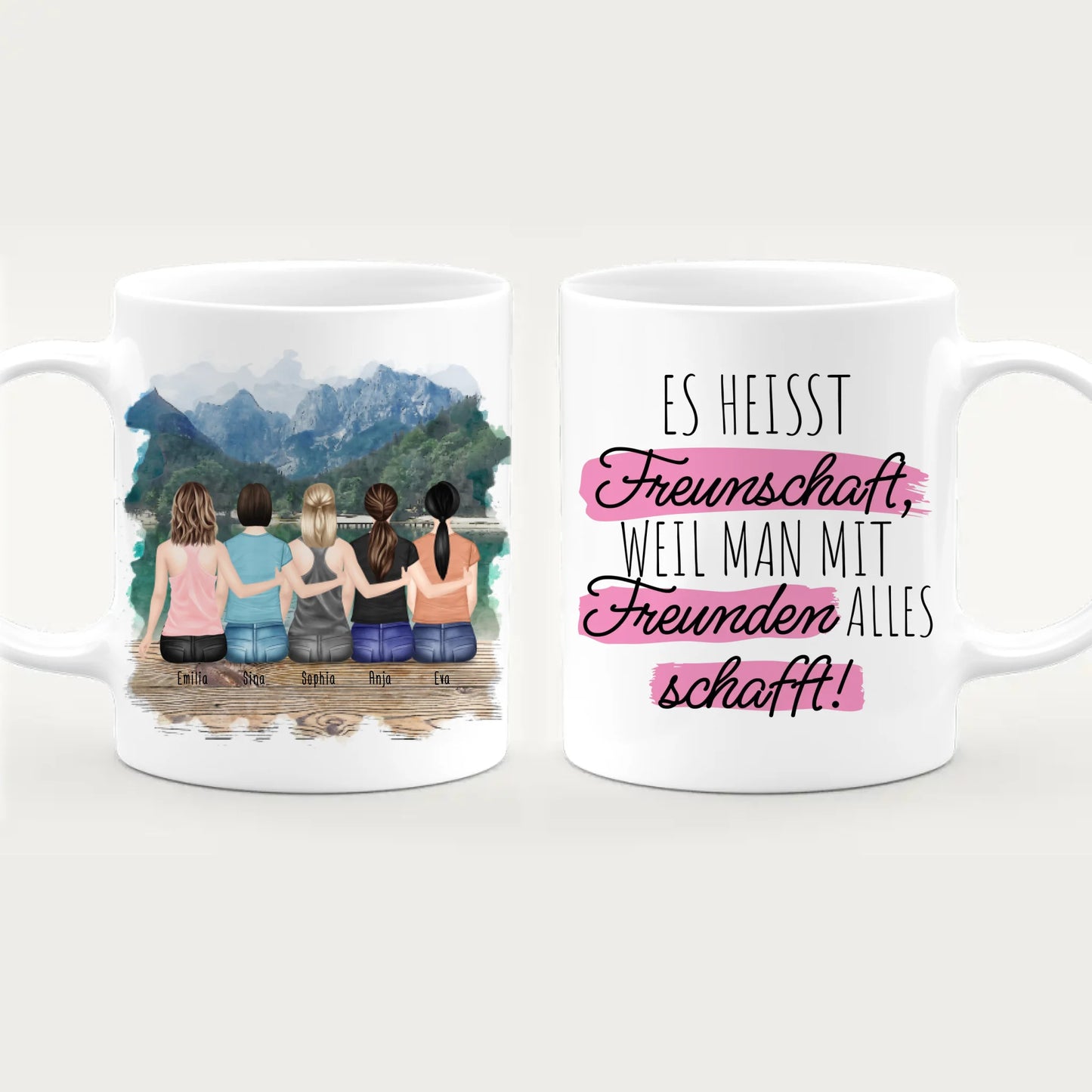 Personalisierte Tasse für Beste Freundinnen (5 Freundinnen)