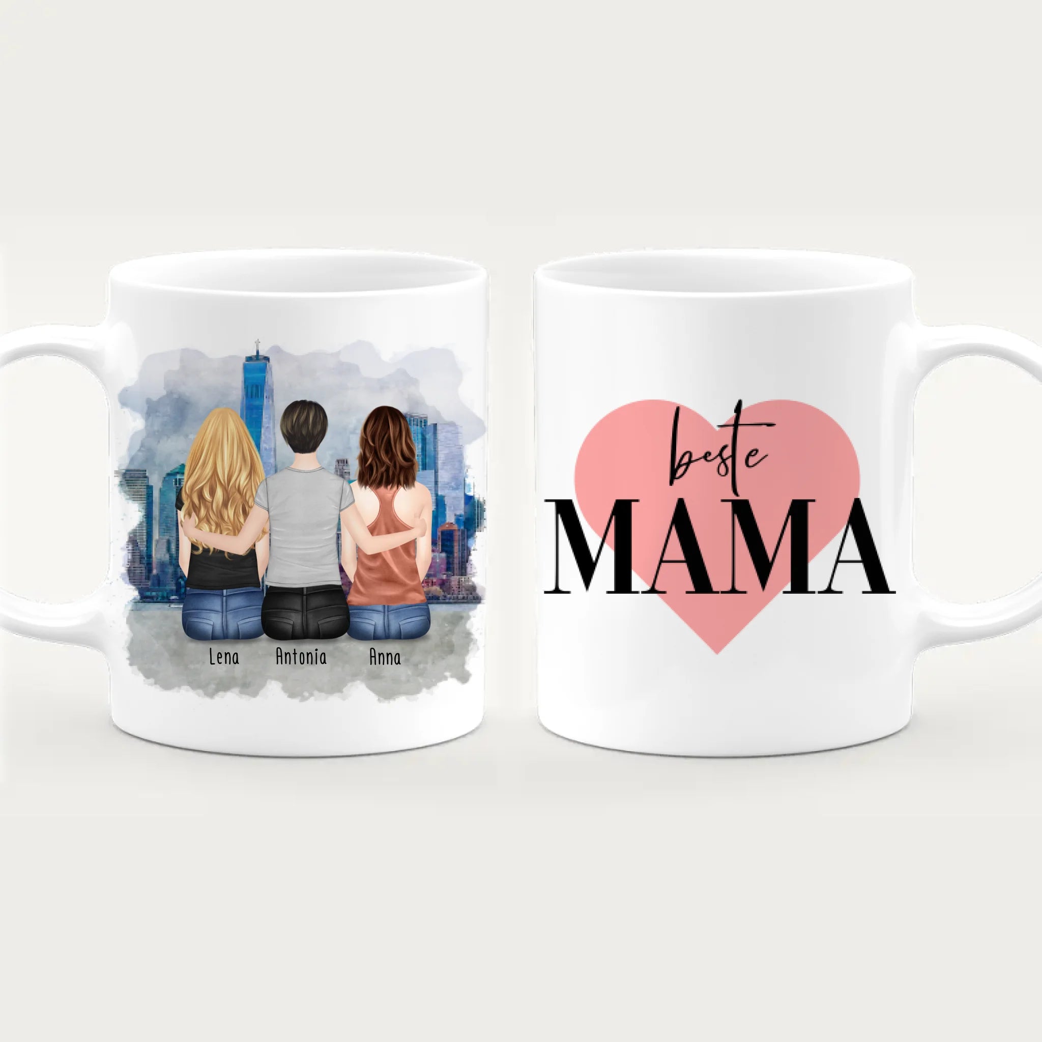 Personalisierte Tasse mit Mutter/Tochter (2 Töchter)