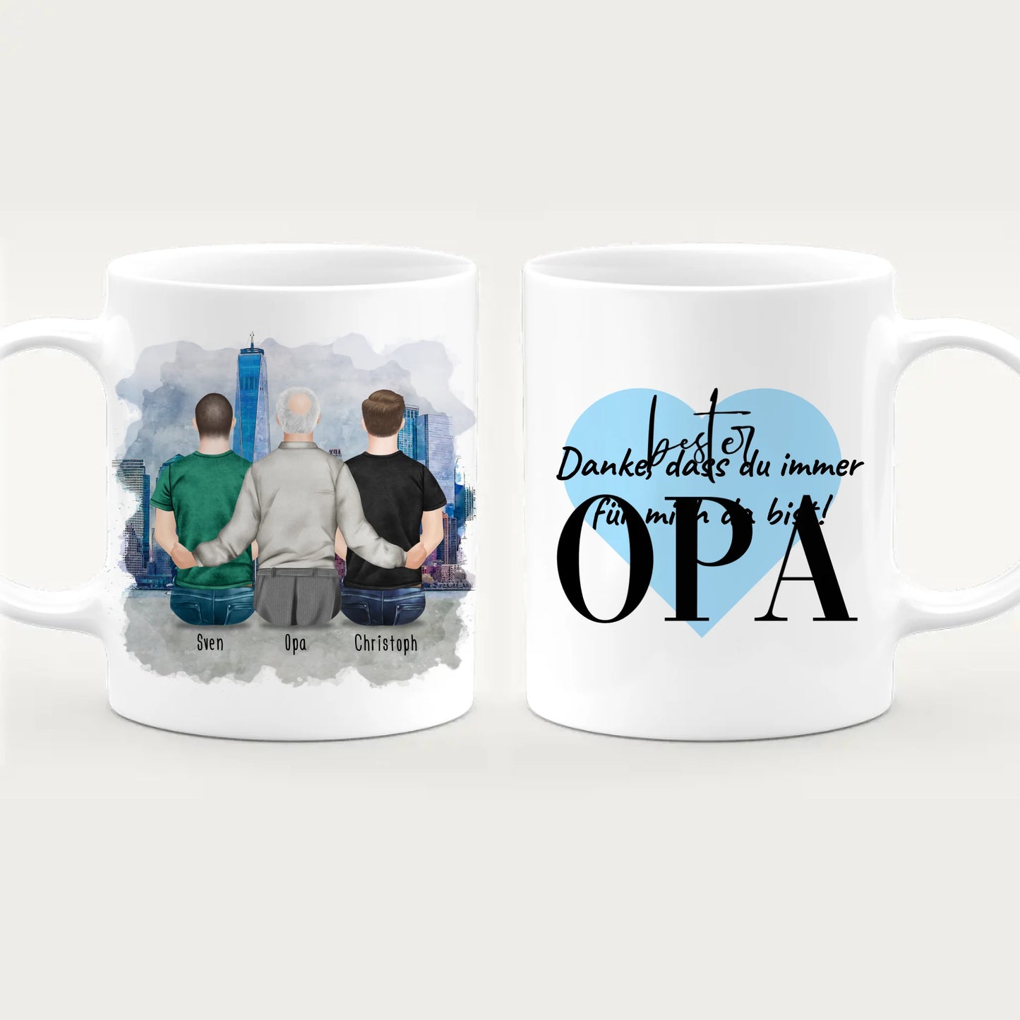 Personalisierte Tasse für Opa (2 Männer + 1 Opa)