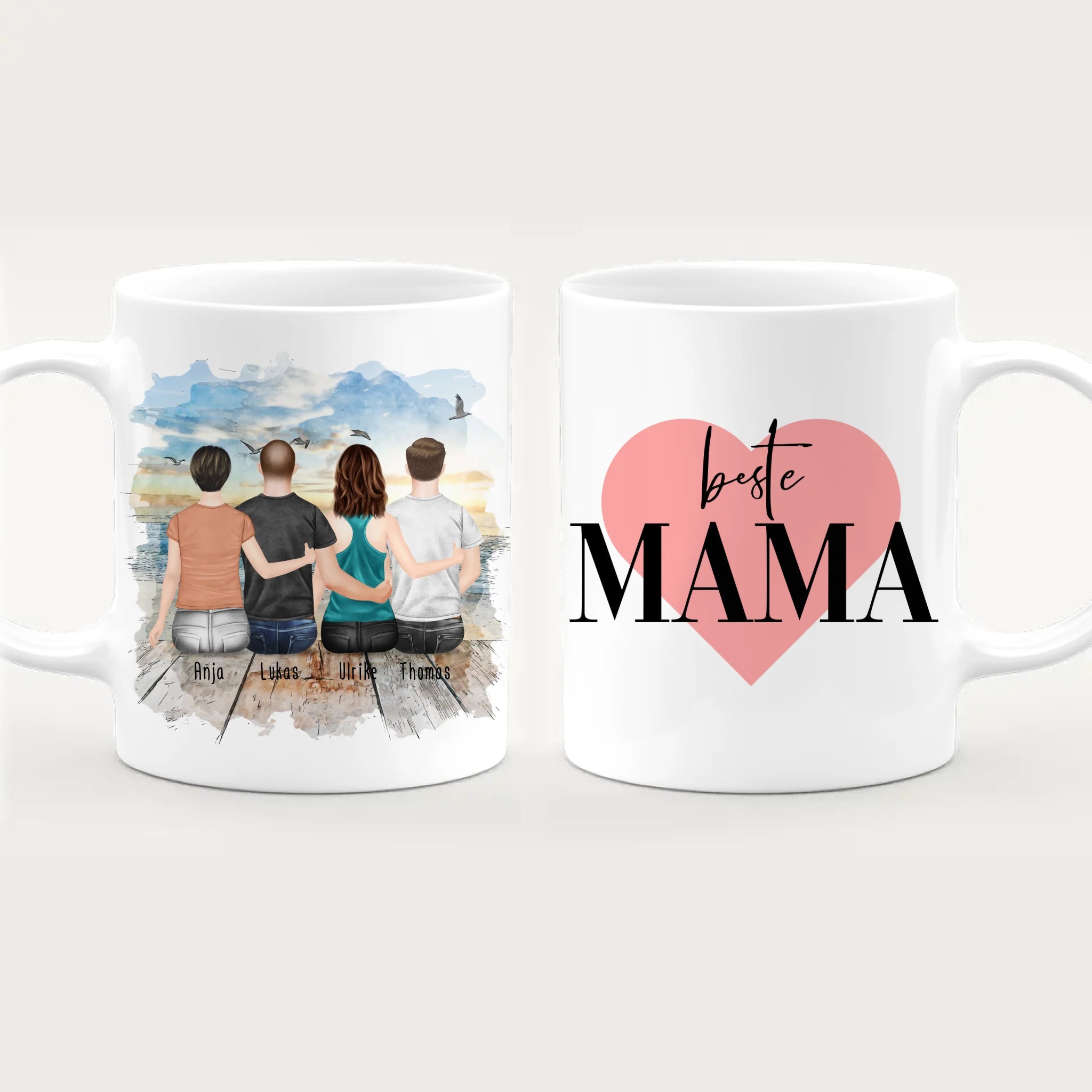 Personalisierte Tasse mit Mutter/Tochter/Sohn (1 Tochter + 2 Söhne)