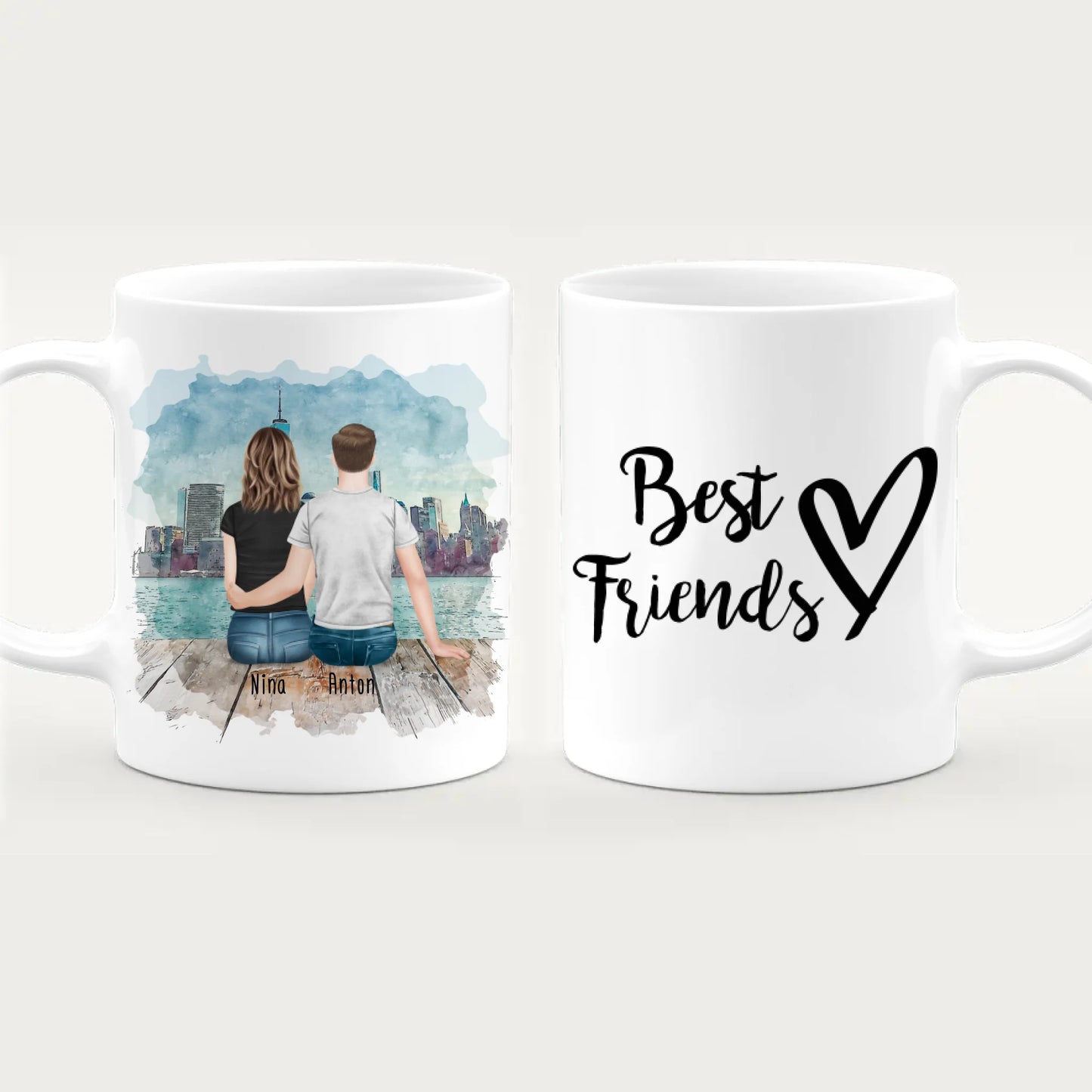 Personalisierte Tasse - Beste Freunde (1 Frau + 1 Mann)