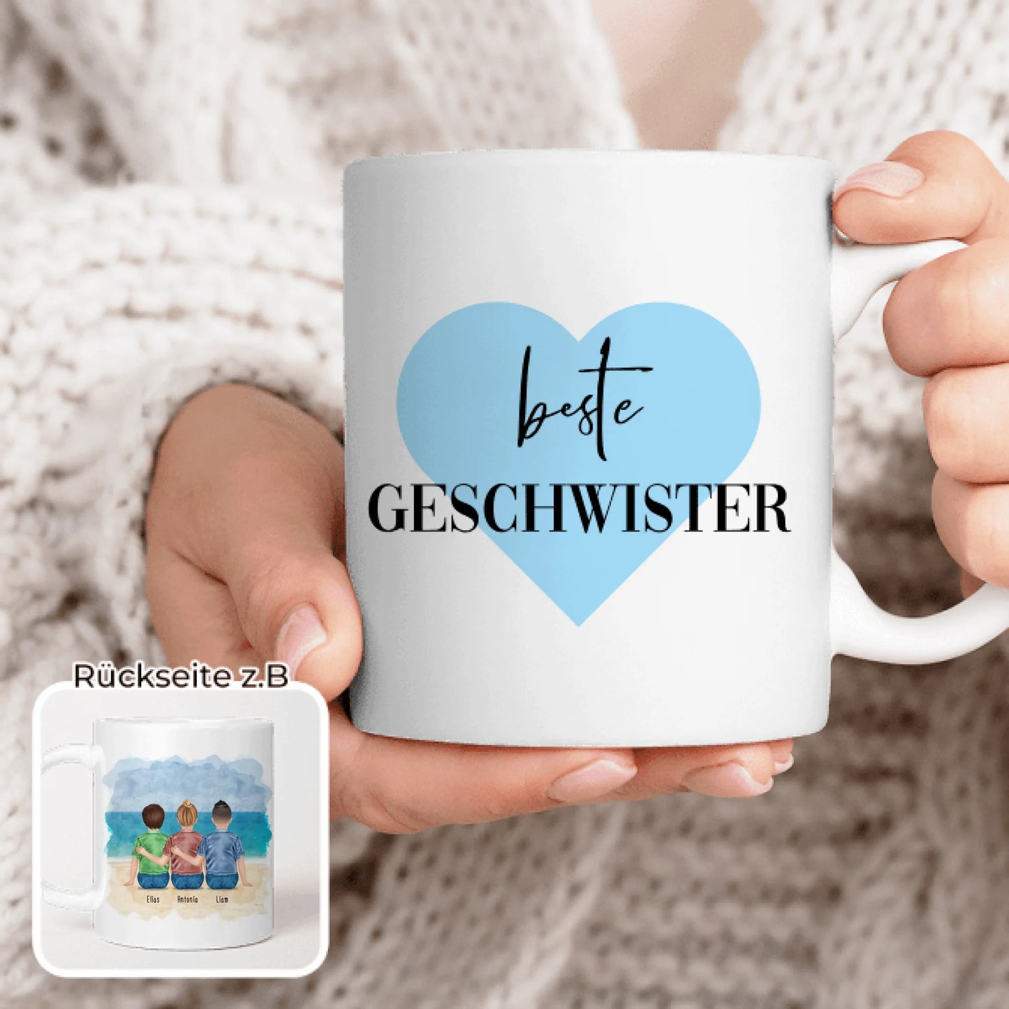 Personalisierte Tasse - Beste Geschwister (3 Kinder)