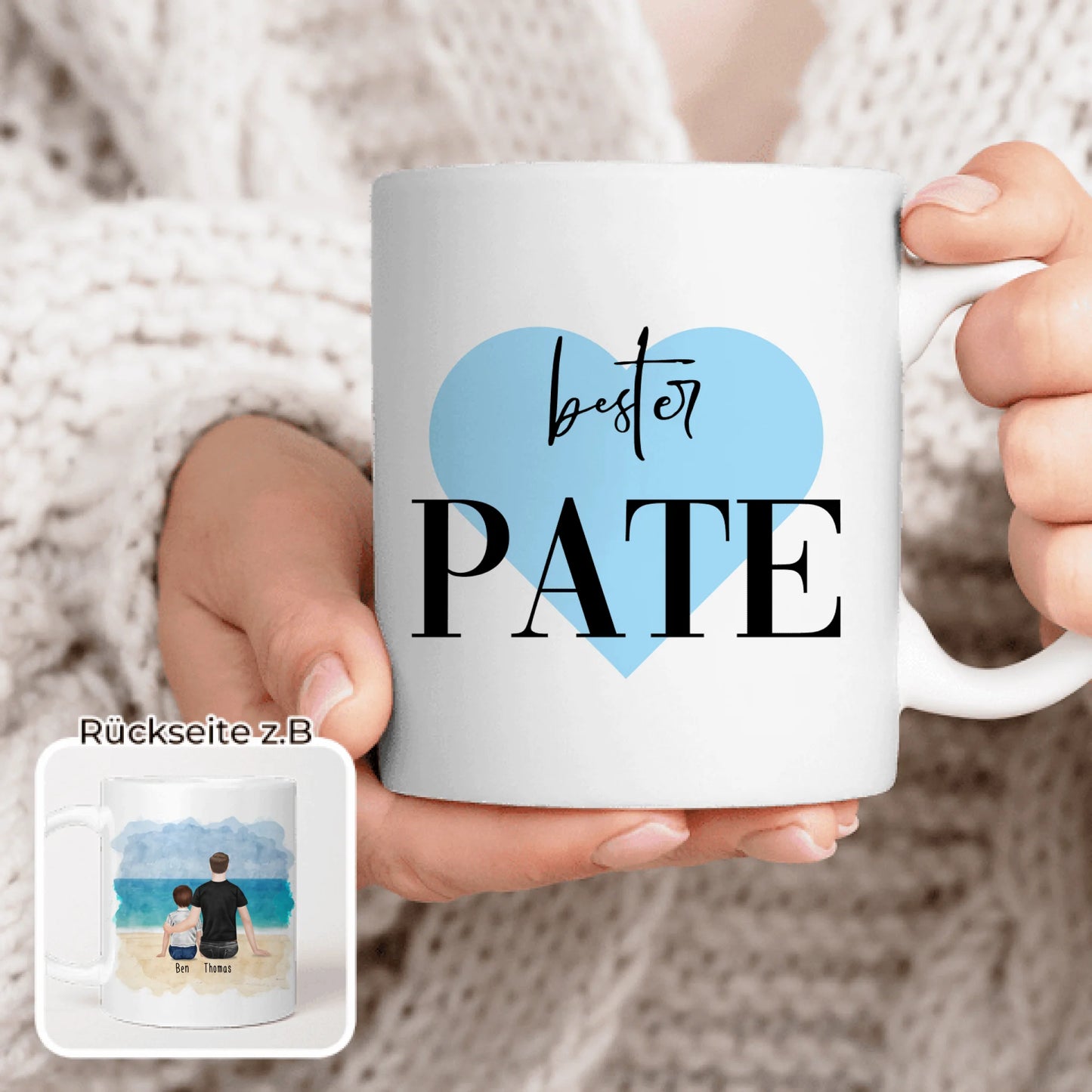 Personalisierte Tasse - Bester Pate (1 Kind + 1 Mann)