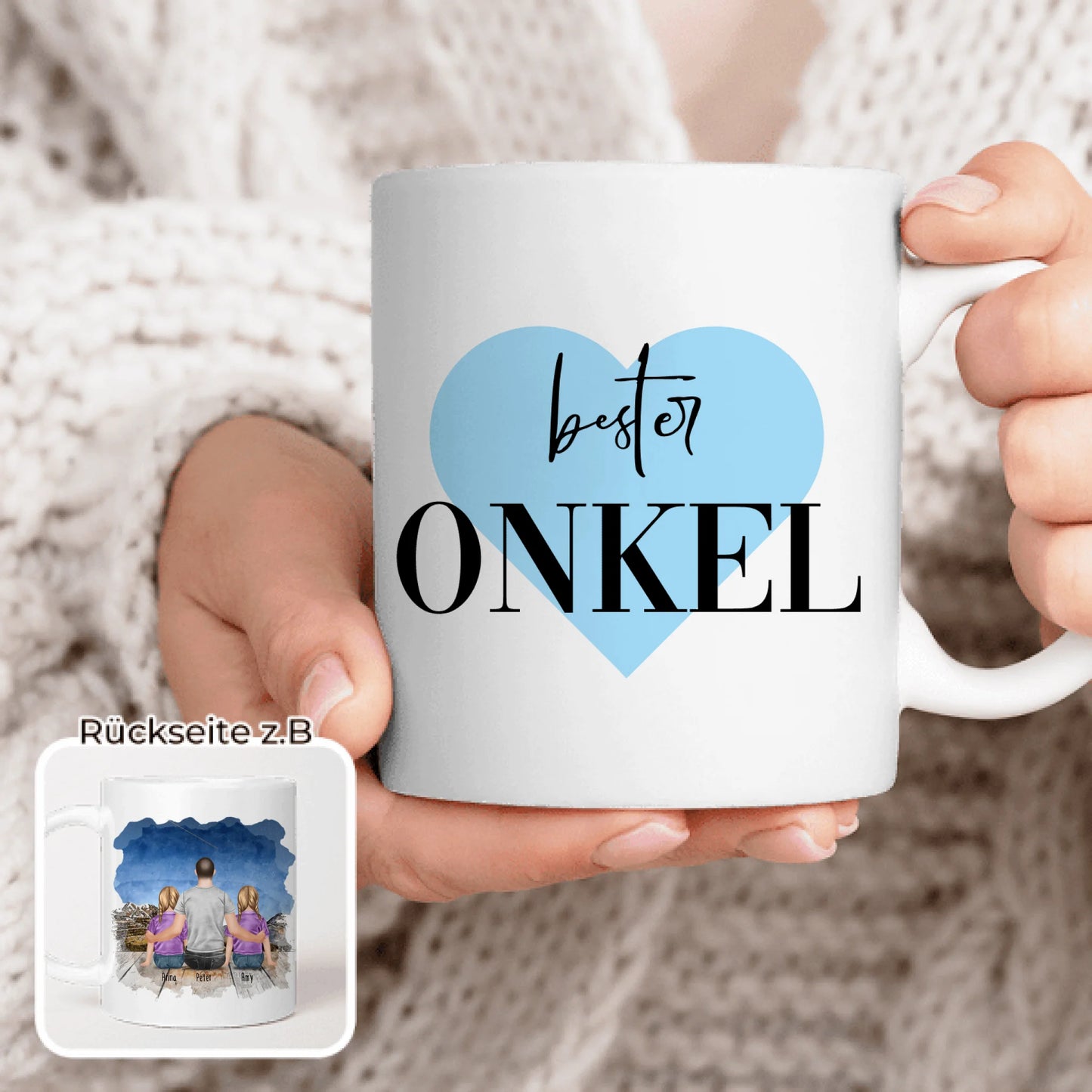 Personalisierte Tasse - 2 Kinder + 1 Mann - Bester Onkel