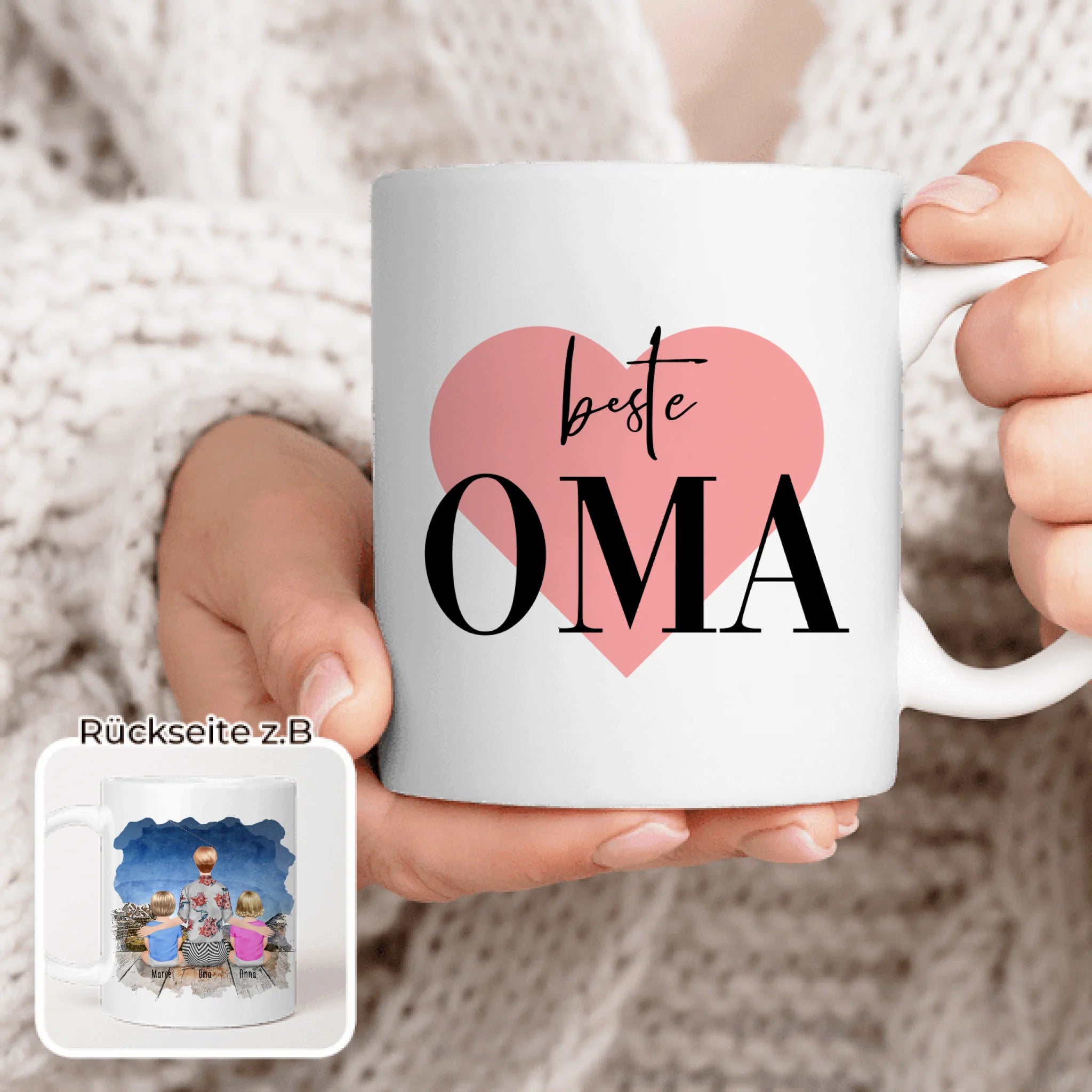 Personalisierte Tasse für Oma (2 Babys + 1 Oma)