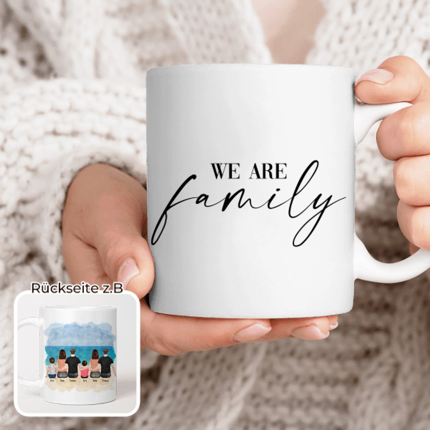 Personalisierte Tasse - 2 Familien mit 1 Kind + 1 Baby