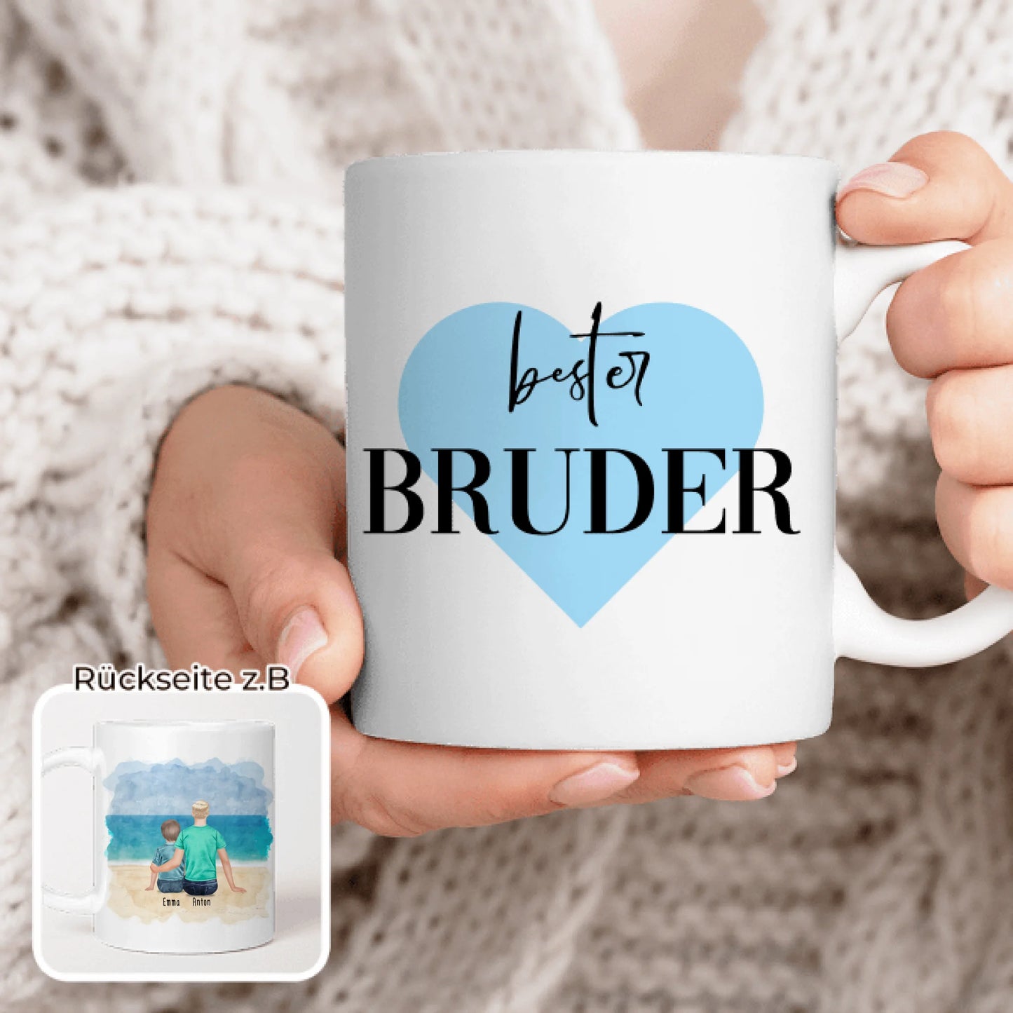 Personalisierte Tasse - 1 Teenager (m) + 1 Kind (m/w)