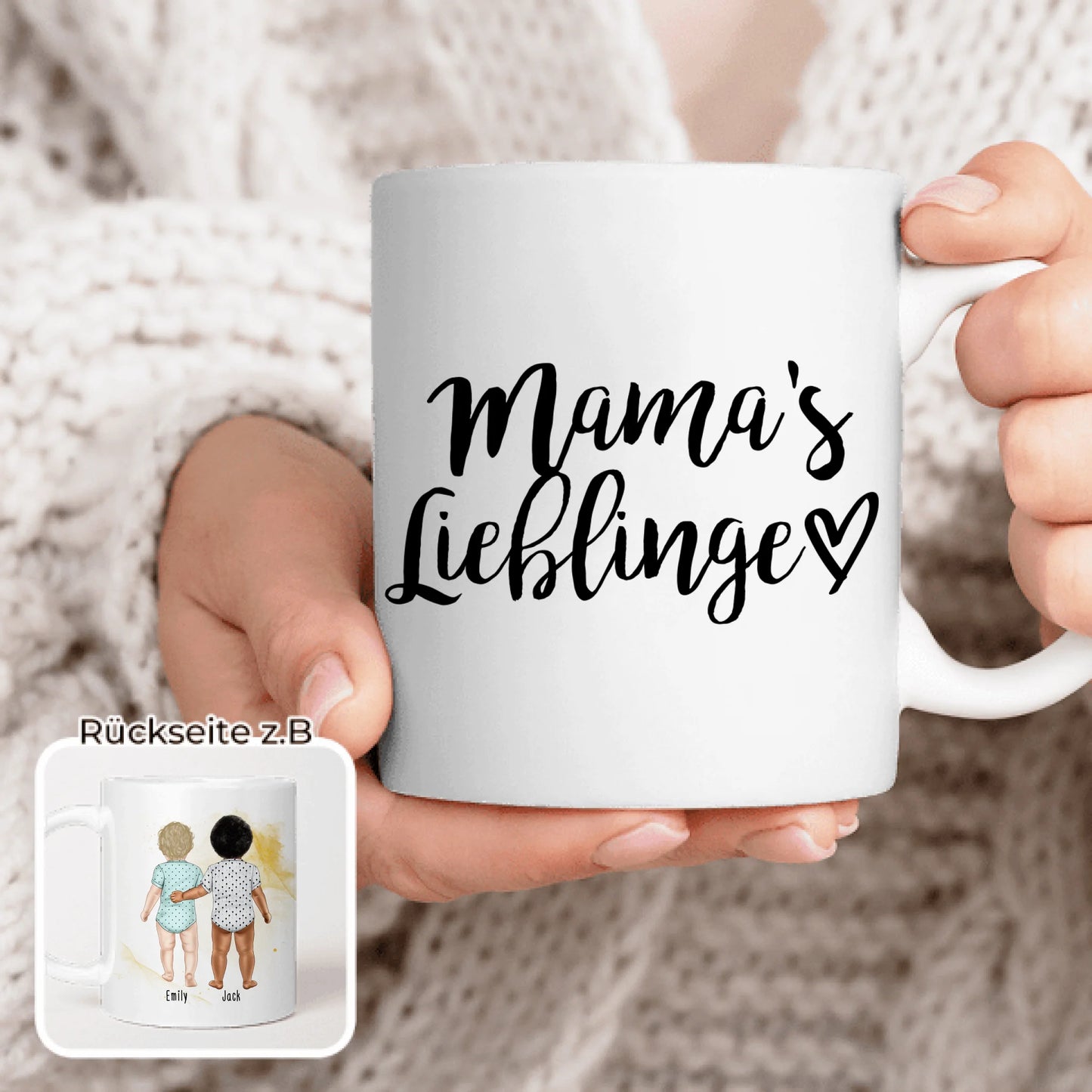 Personalisierte Tasse mit 2 Babys (stehend)