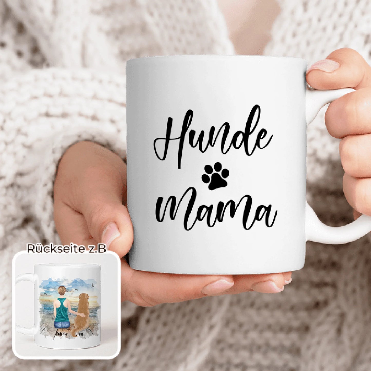 Personalisierte Tasse - 1 Frau + 1 Hund