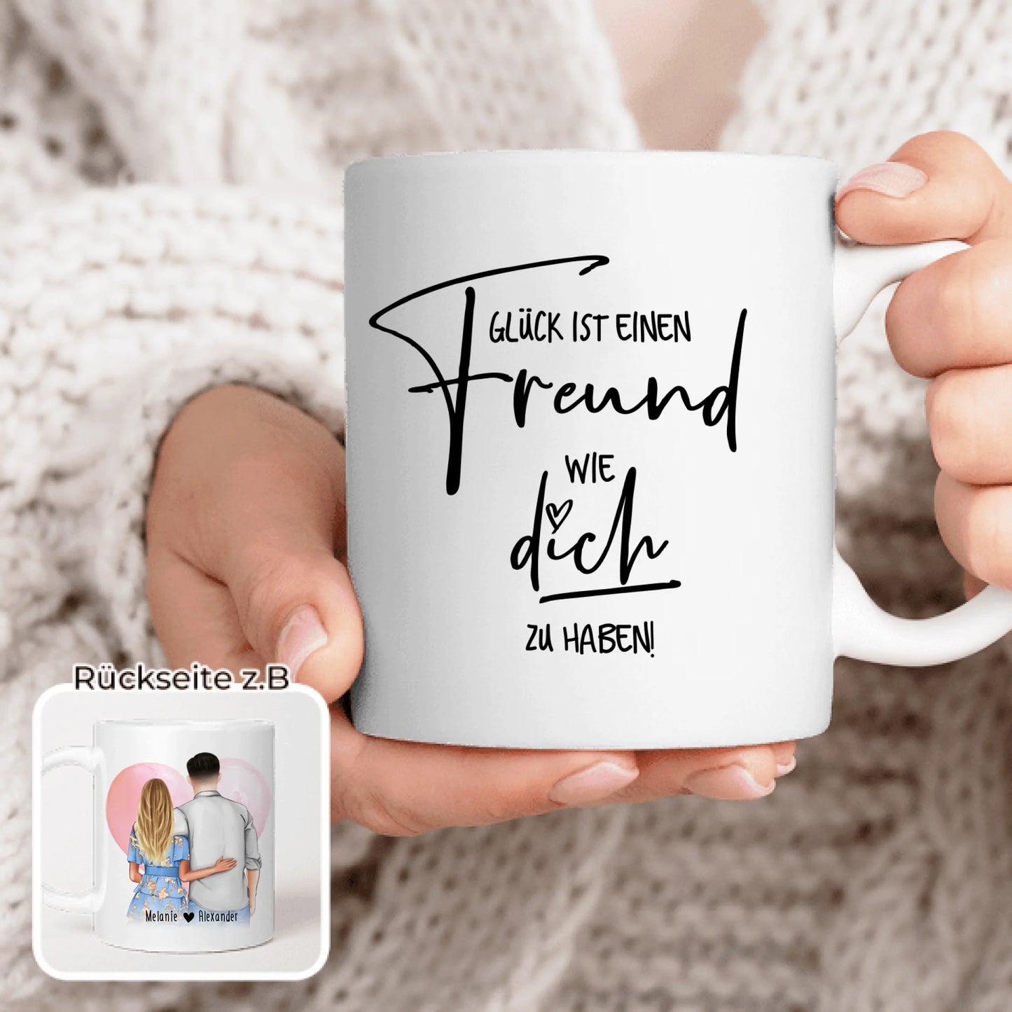 Personalisierte Tasse - Paar mit Kleid und Hemd (stehend) - Pärchen Tasse