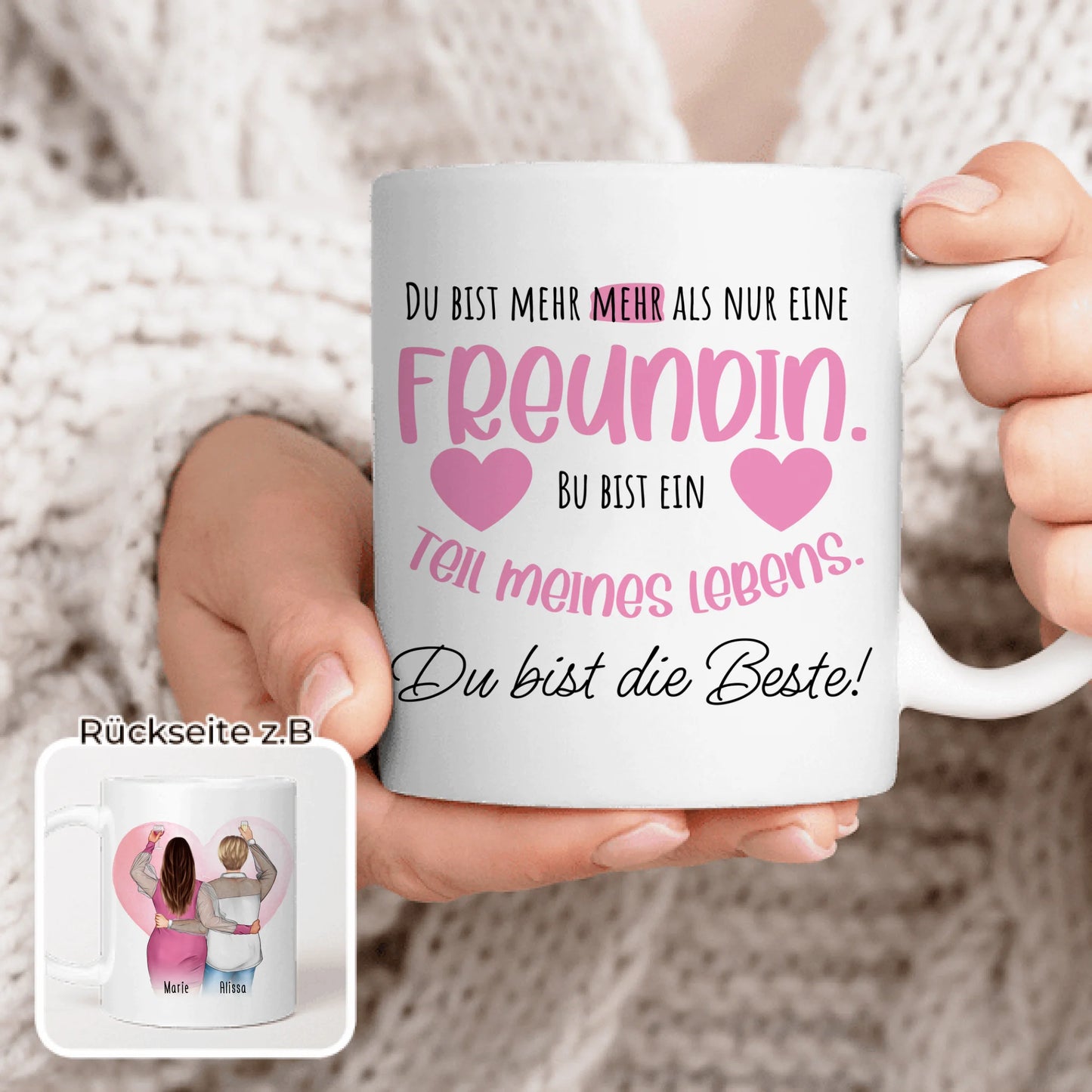 Personalisierte Tasse Beste Freundin (2 Freundinnen) (Plus Size)