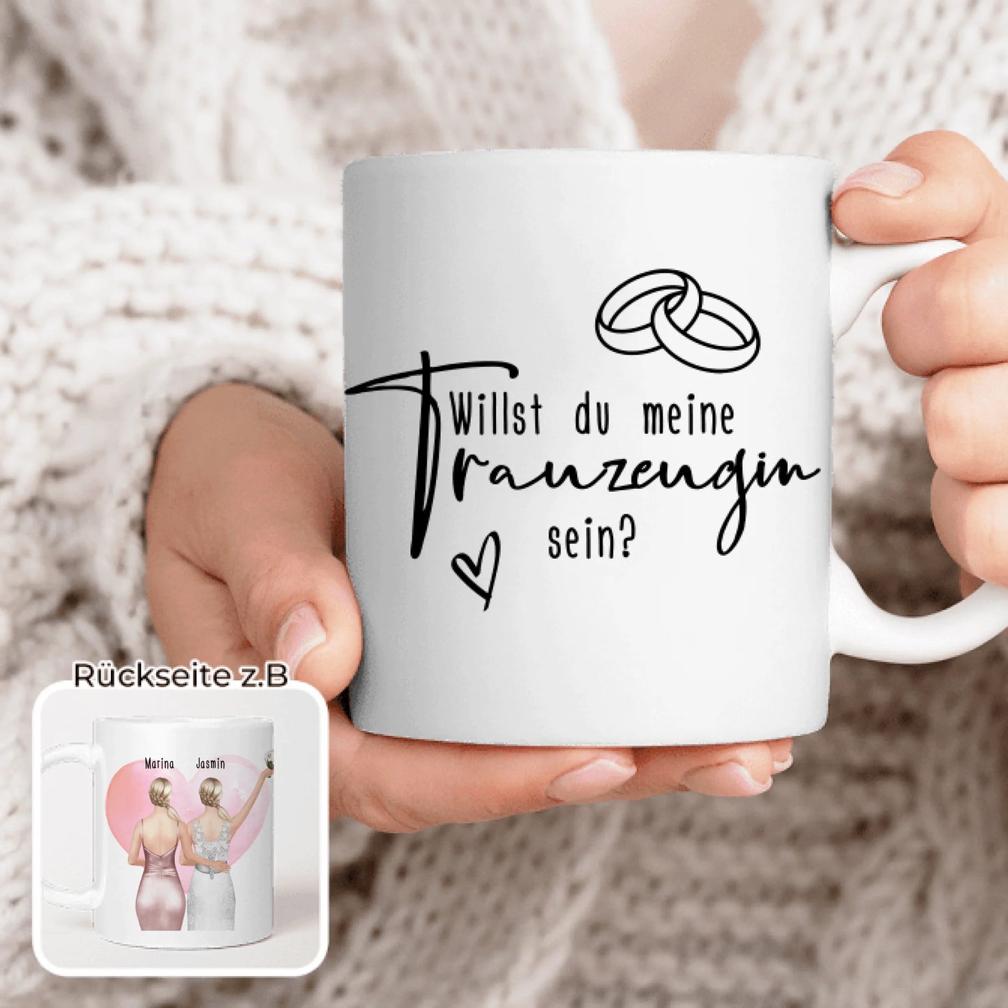 Personalisierte Tasse mit Trauzeugin und Braut - Hochzeitsgeschenk - Trauzeugin Geschenk