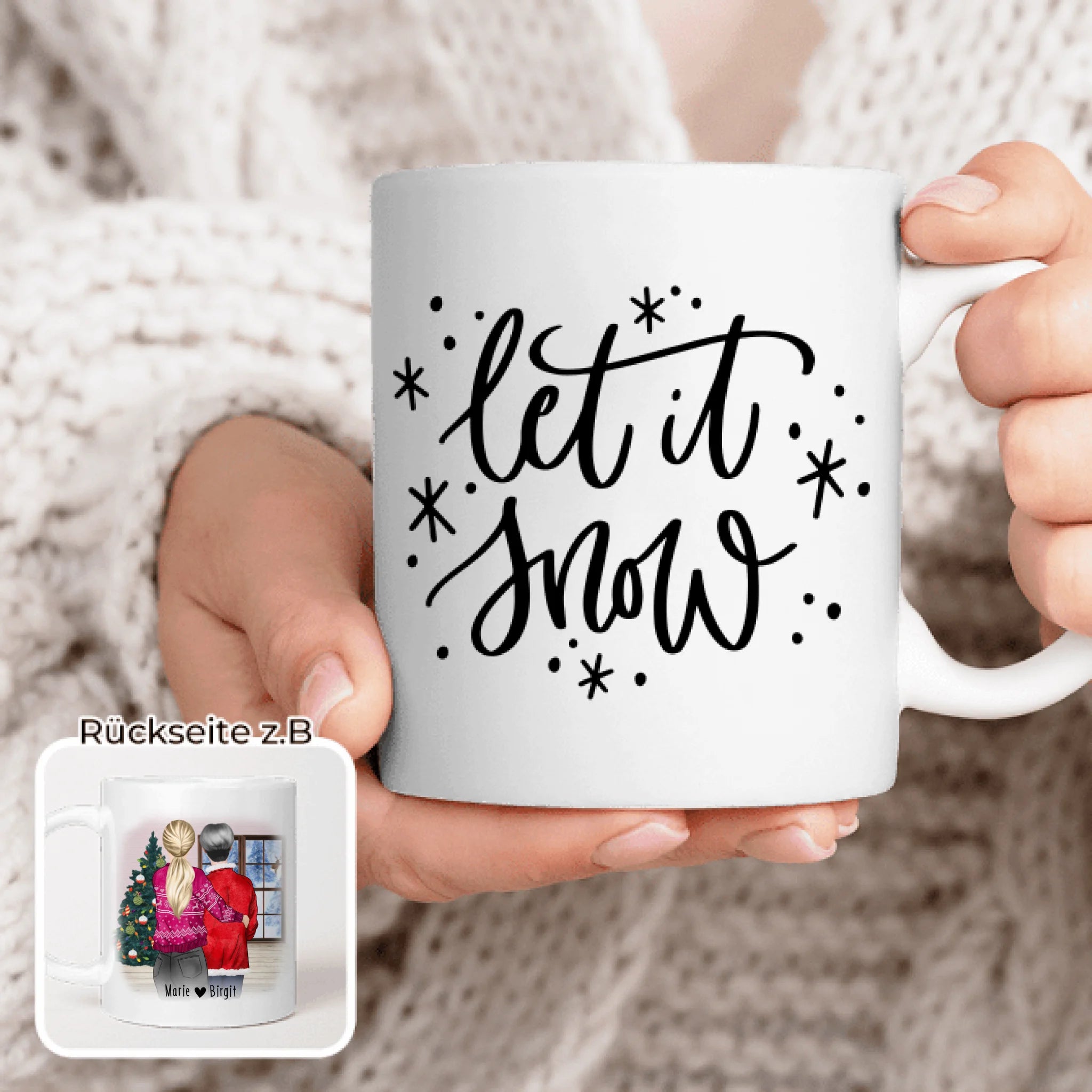 Personalisierte Tasse - Mutter/Mama + Tochter (stehend) - Weihnachtstasse