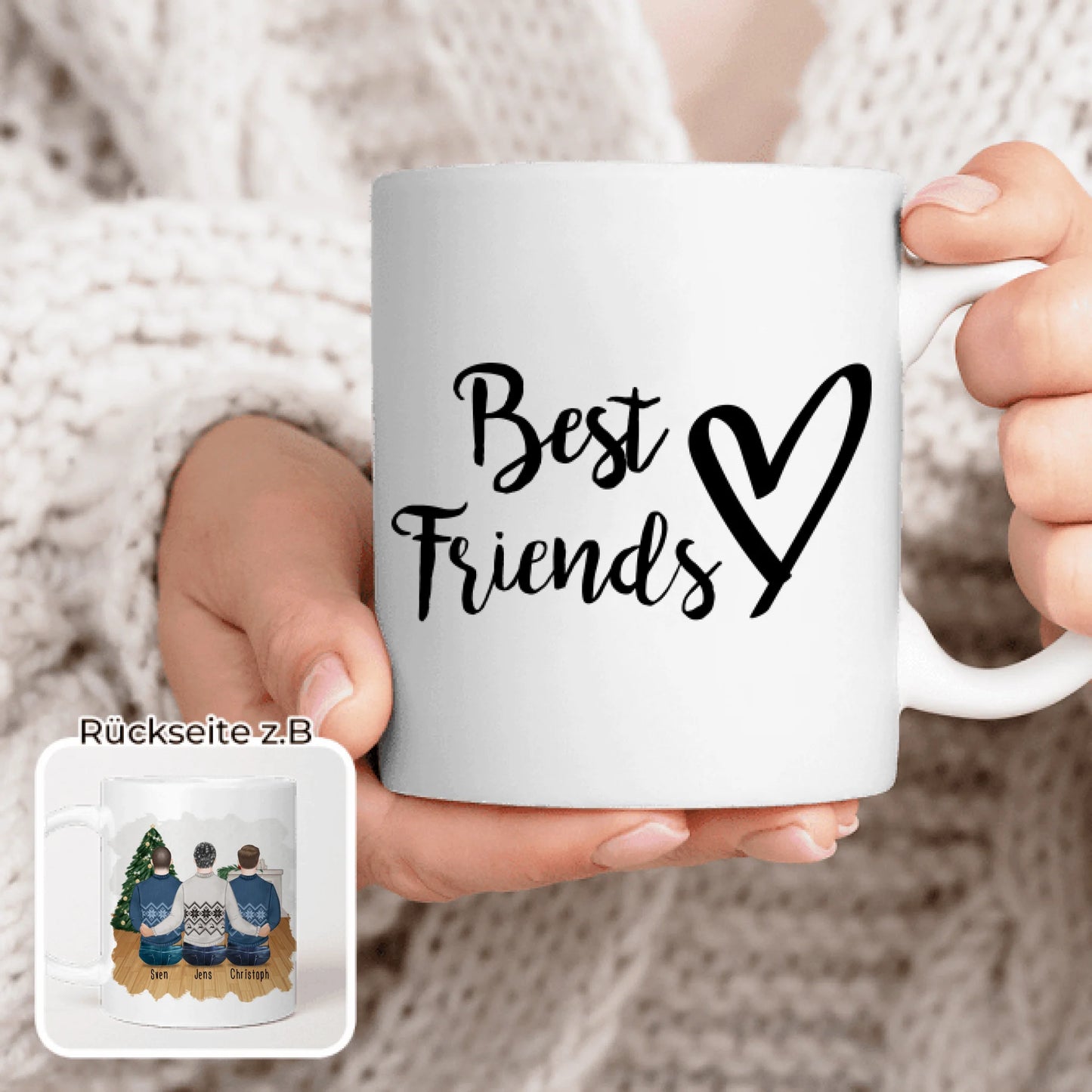 Personalisierte Tasse - Beste Freunde (3 Männer) - Weihnachtstasse