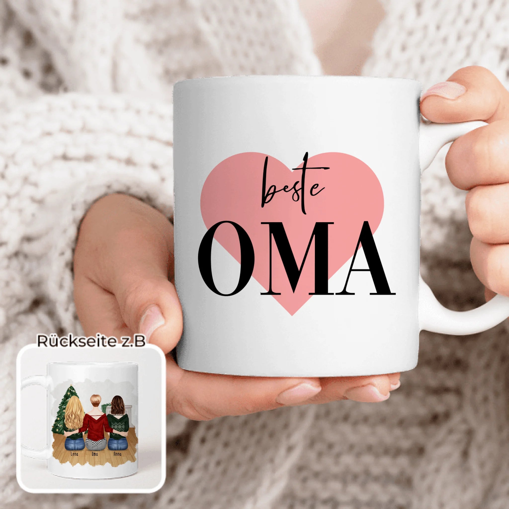 Personalisierte Tasse für Oma (2 Frauen + 1 Oma) - Weihnachtstasse