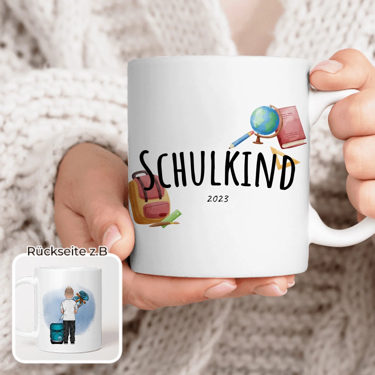 Personalisierte Tasse - Geschenk zur Einschulung (1 Junge)