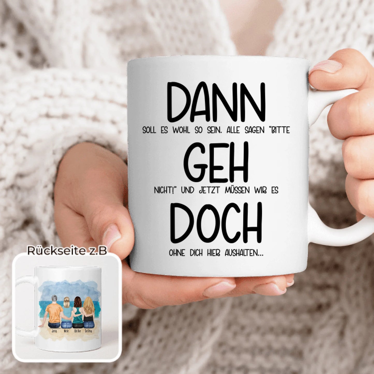 Personalisierte Tasse Kollegen (3 Frauen + 1 Mann) - Abschiedsgeschenk