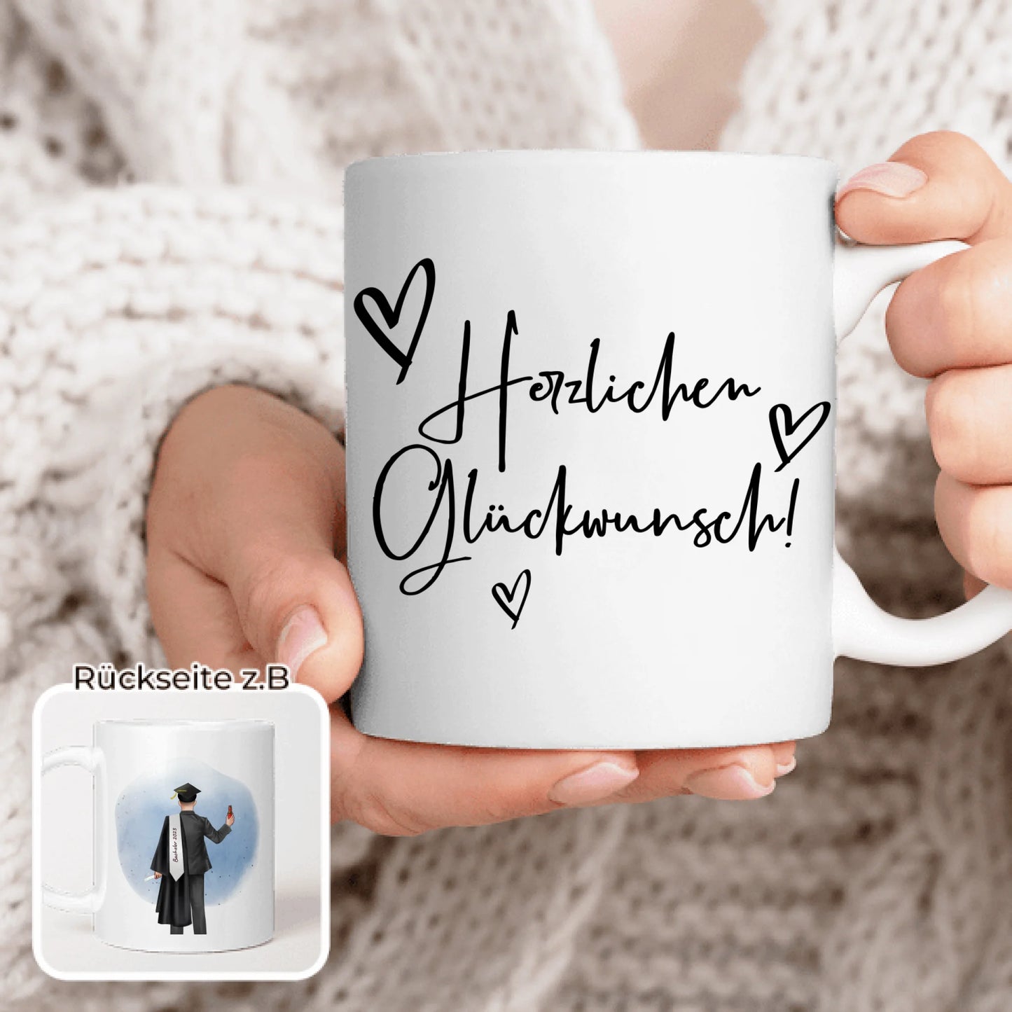 Personalisierte Tasse - Bachelor/Master/Abi/Schulabschluss Geschenk (1 Mann)