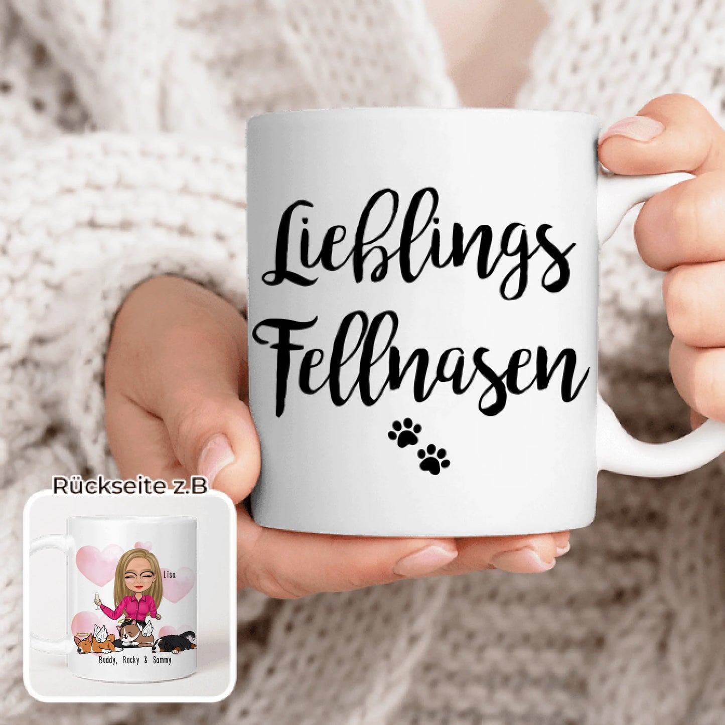 Personalisierte Tasse Hundemama/Katzenmama/Tiermama (1-8 Hunde/Katzen)