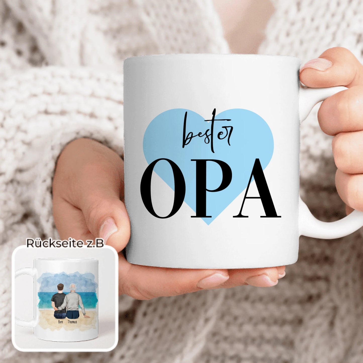 Personalisierte Tasse für Opa (1 Mann + 1 Opa)