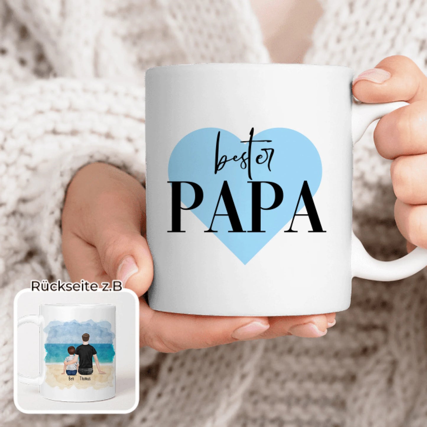 Personalisierte Tasse mit Vater/Kind (1 Kind/Baby)