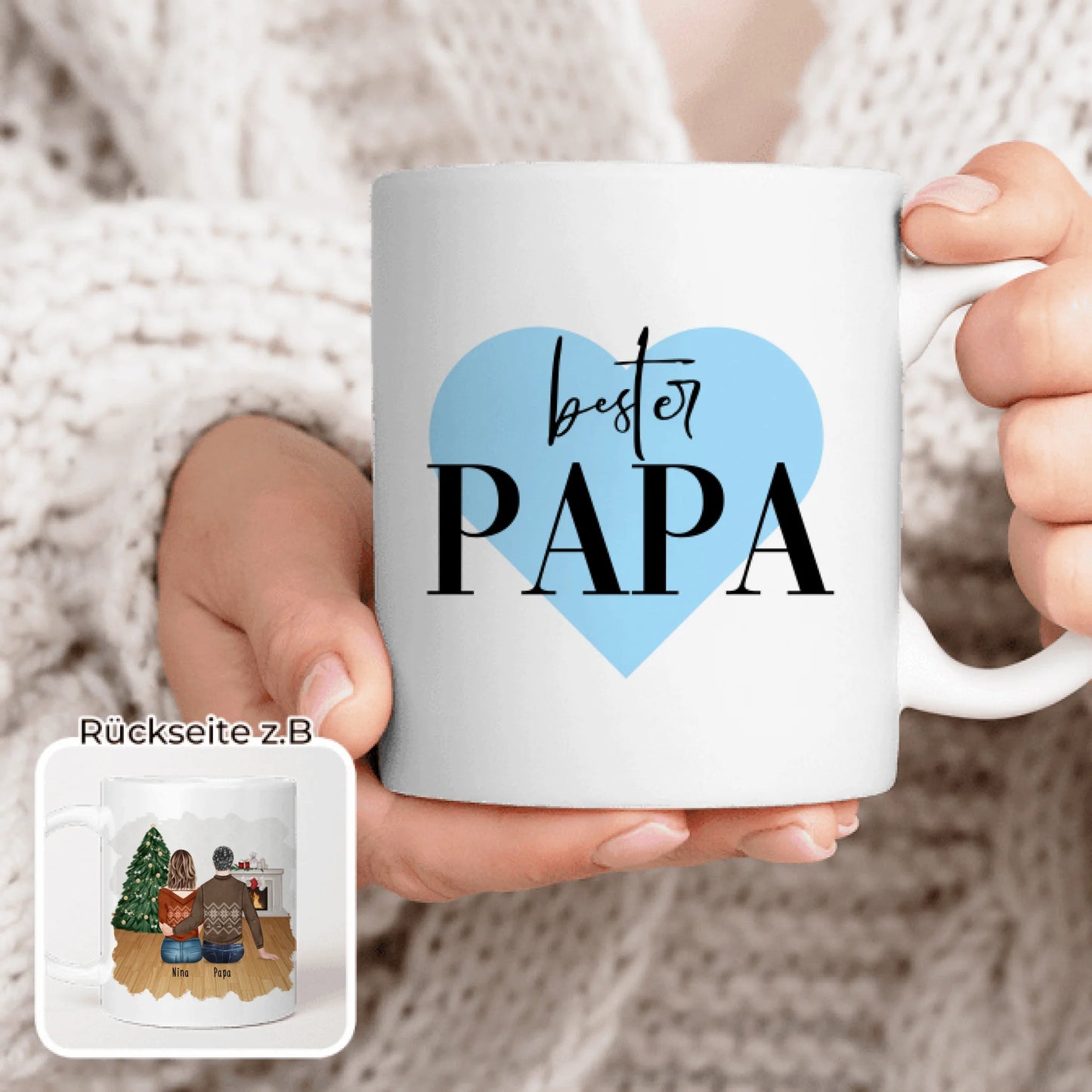 Personalisierte Tasse mit Vater/Tochter (1 Tochter) - Weihnachtstasse