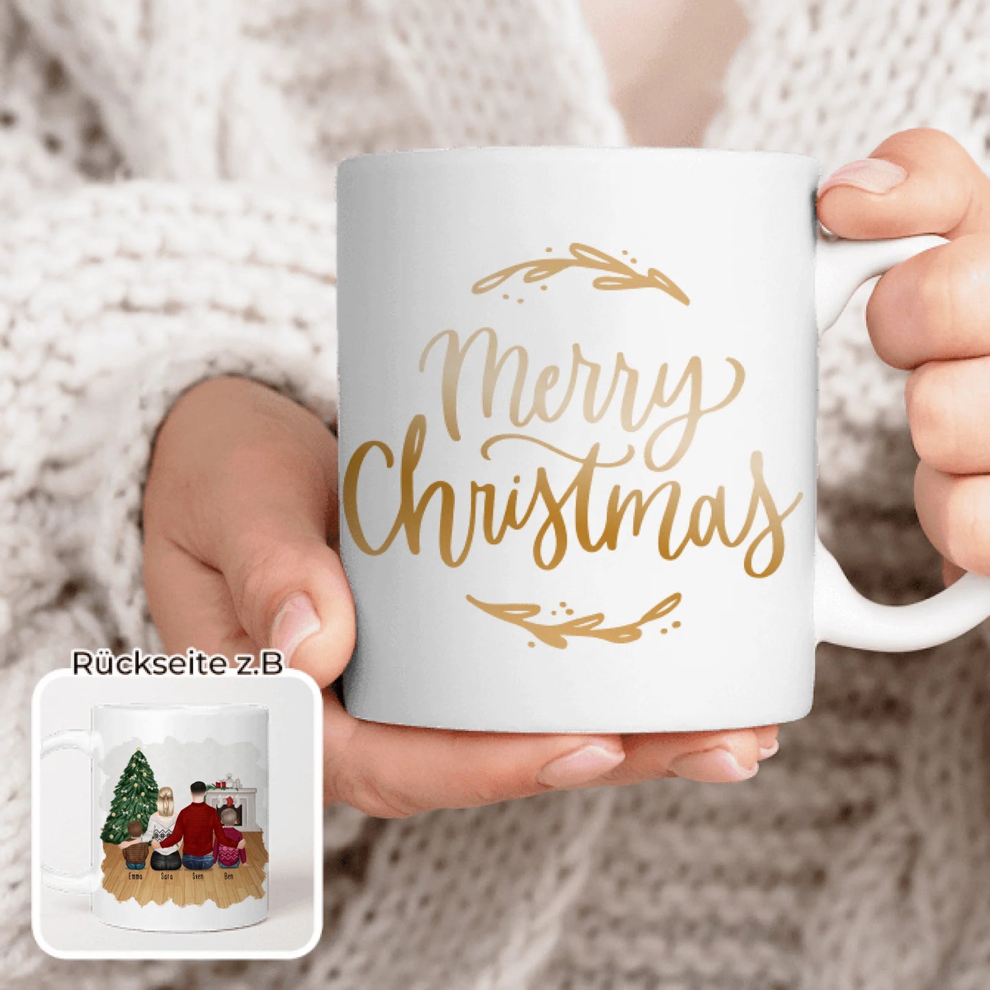 Personalisierte Tasse mit Familie (2 Kinder/Babys) - Weihnachtstasse