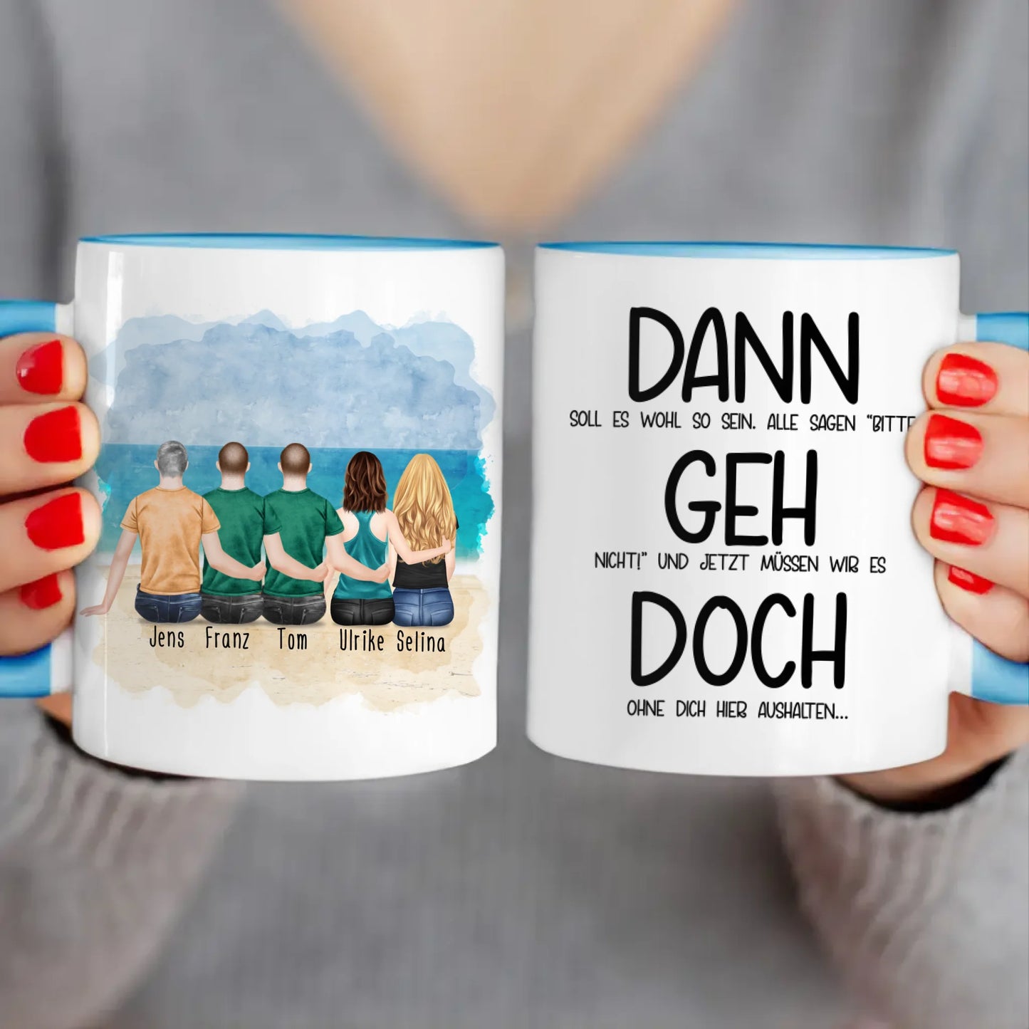 Personalisierte Tasse Kollegen (2 Frauen + 3 Männer) - Abschiedsgeschenk