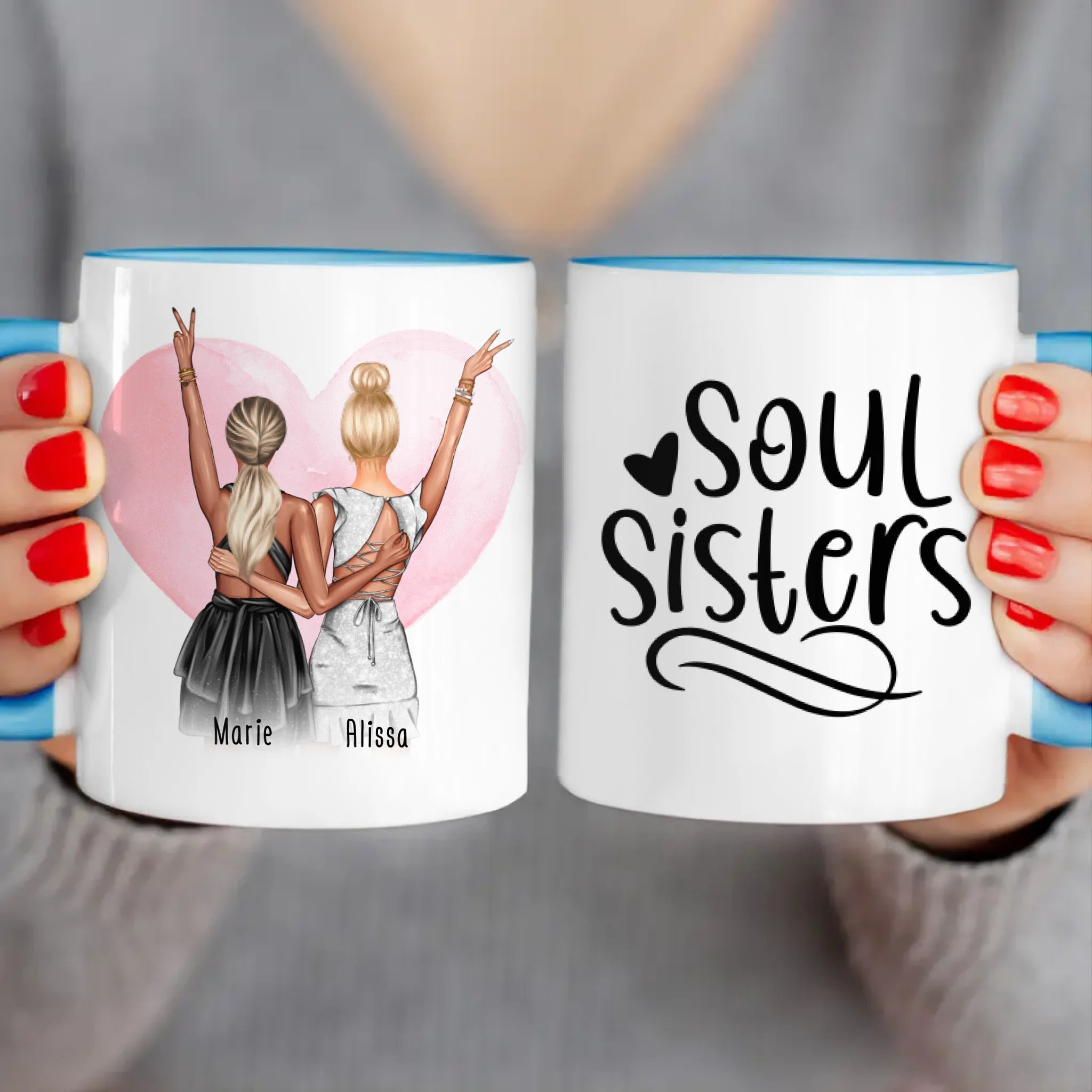 Personalisierte Tasse - Beste Freundin mit Kleid (2 Freundinnen) - Freundinnen Tasse