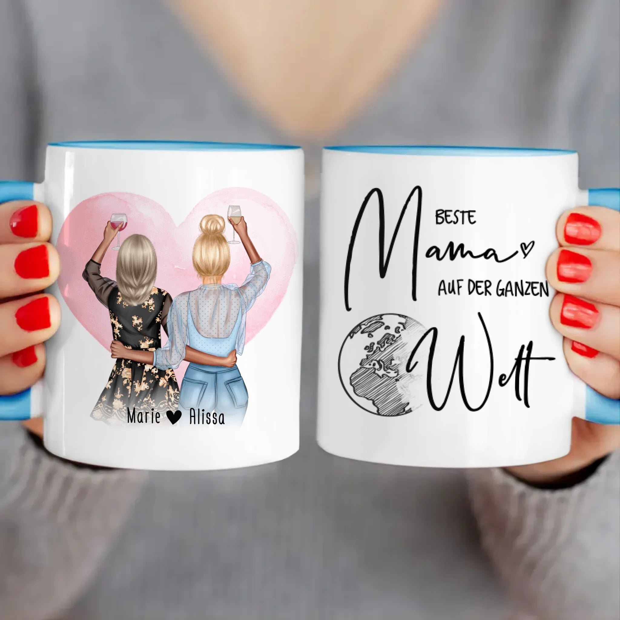 Personalisierte Tasse - Mutter + Tochter mit Drinks