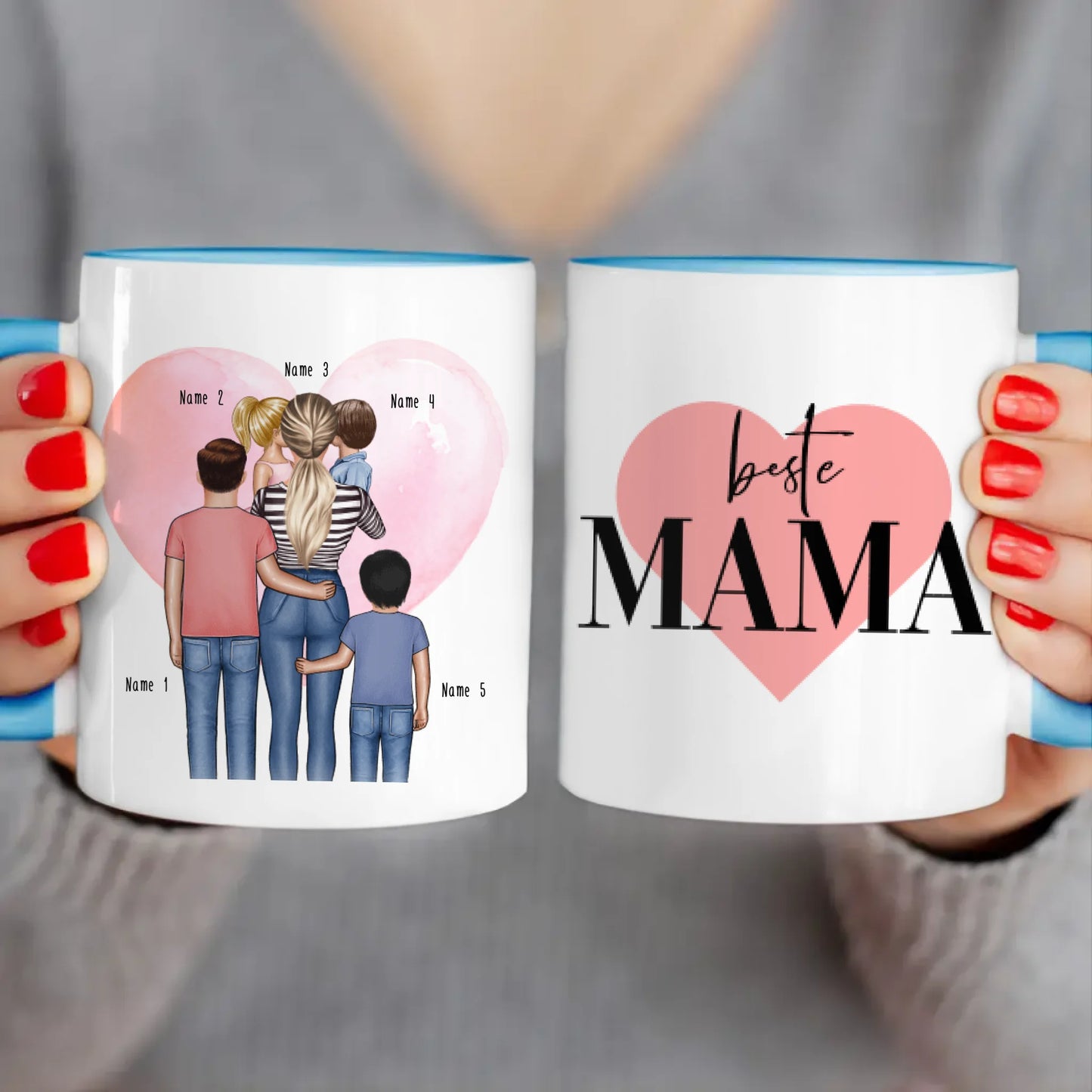 Personalisierte Tasse - Mama mit 1-4 Kindern