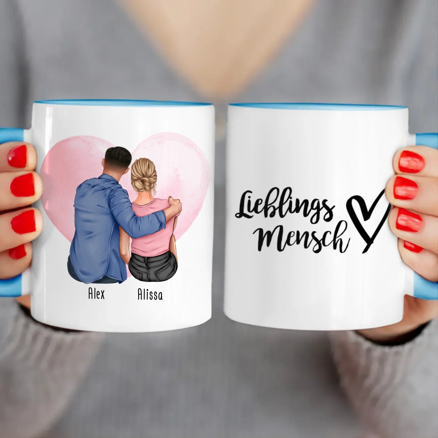 Personalisierte Tasse mit Paar (sitzend)