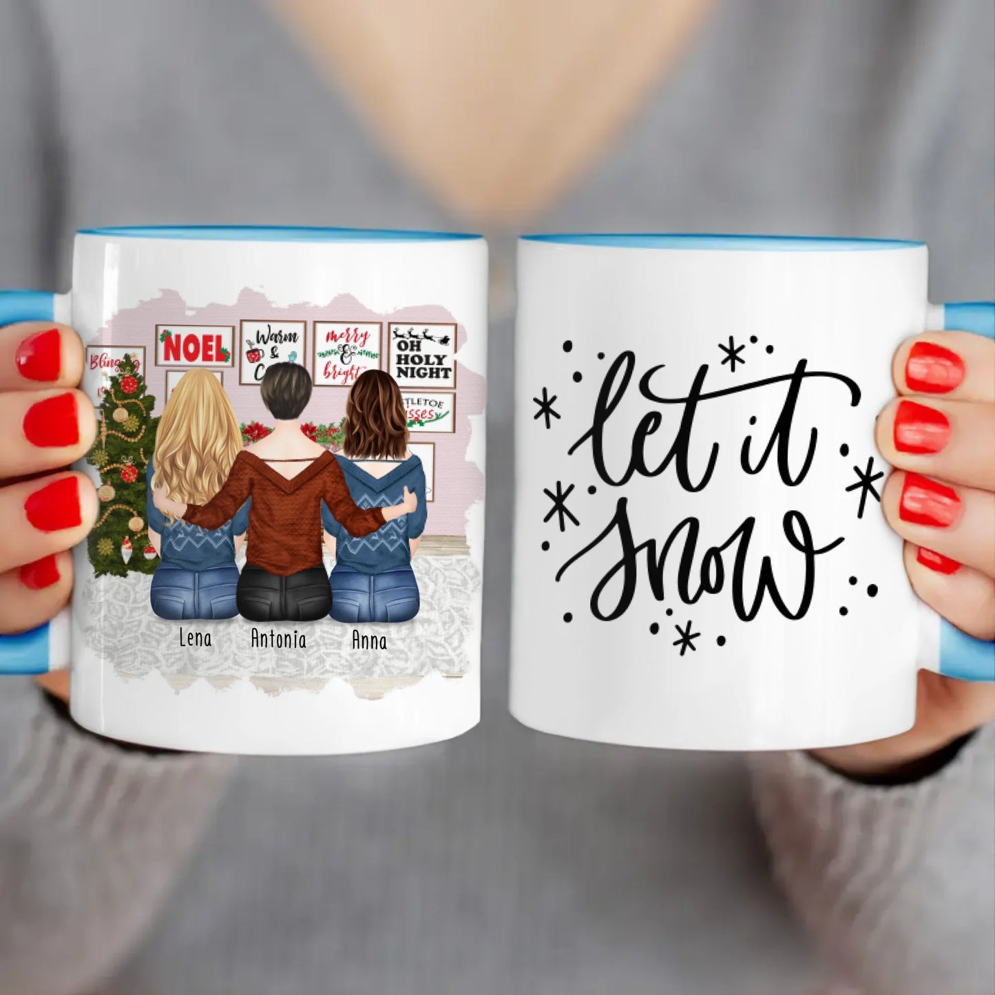 Personalisierte Tasse für Beste Freundinnen (3 Freundinnen) - Weihnachtstasse