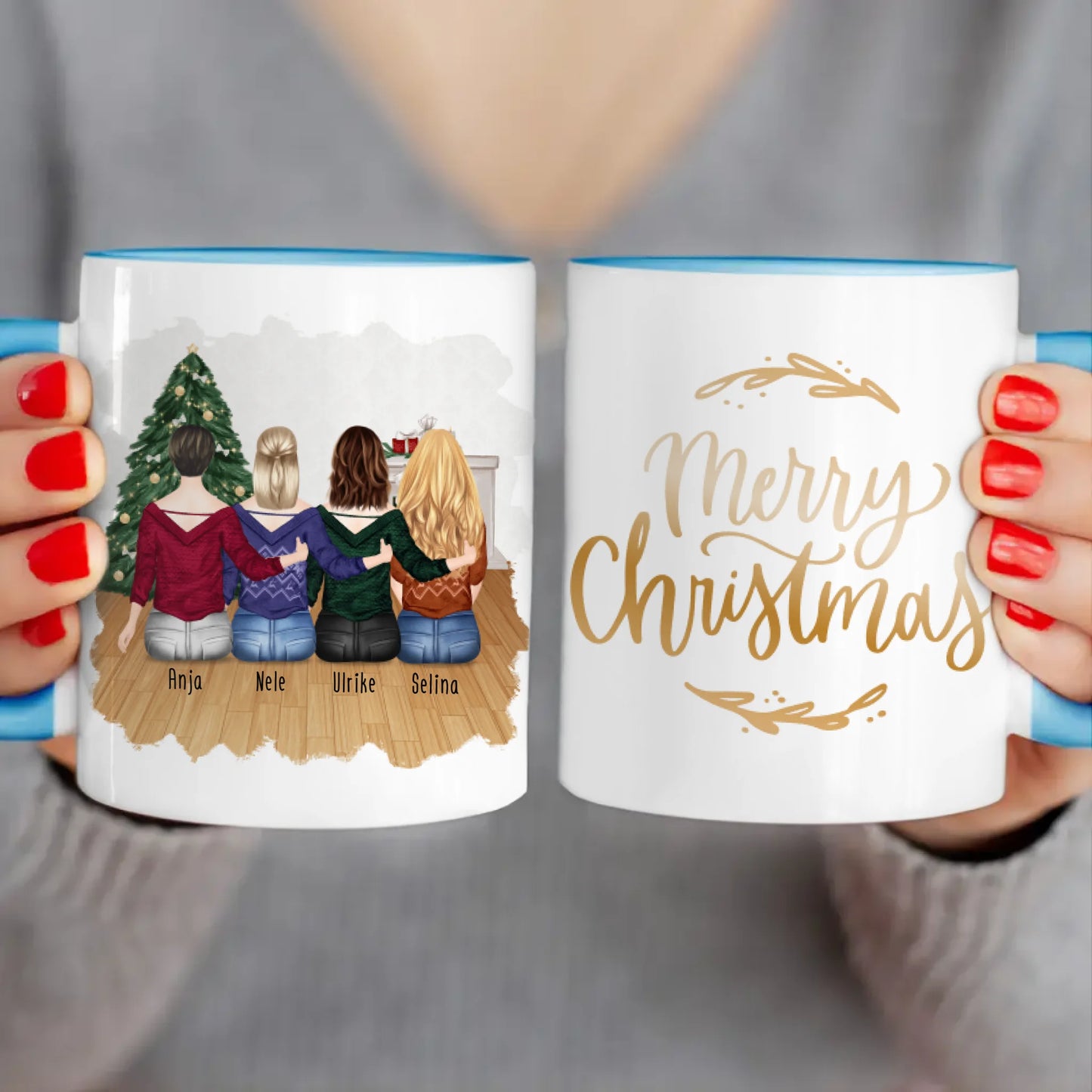 Personalisierte Tasse für Beste Schwestern (4 Schwestern) - Weihnachtstasse