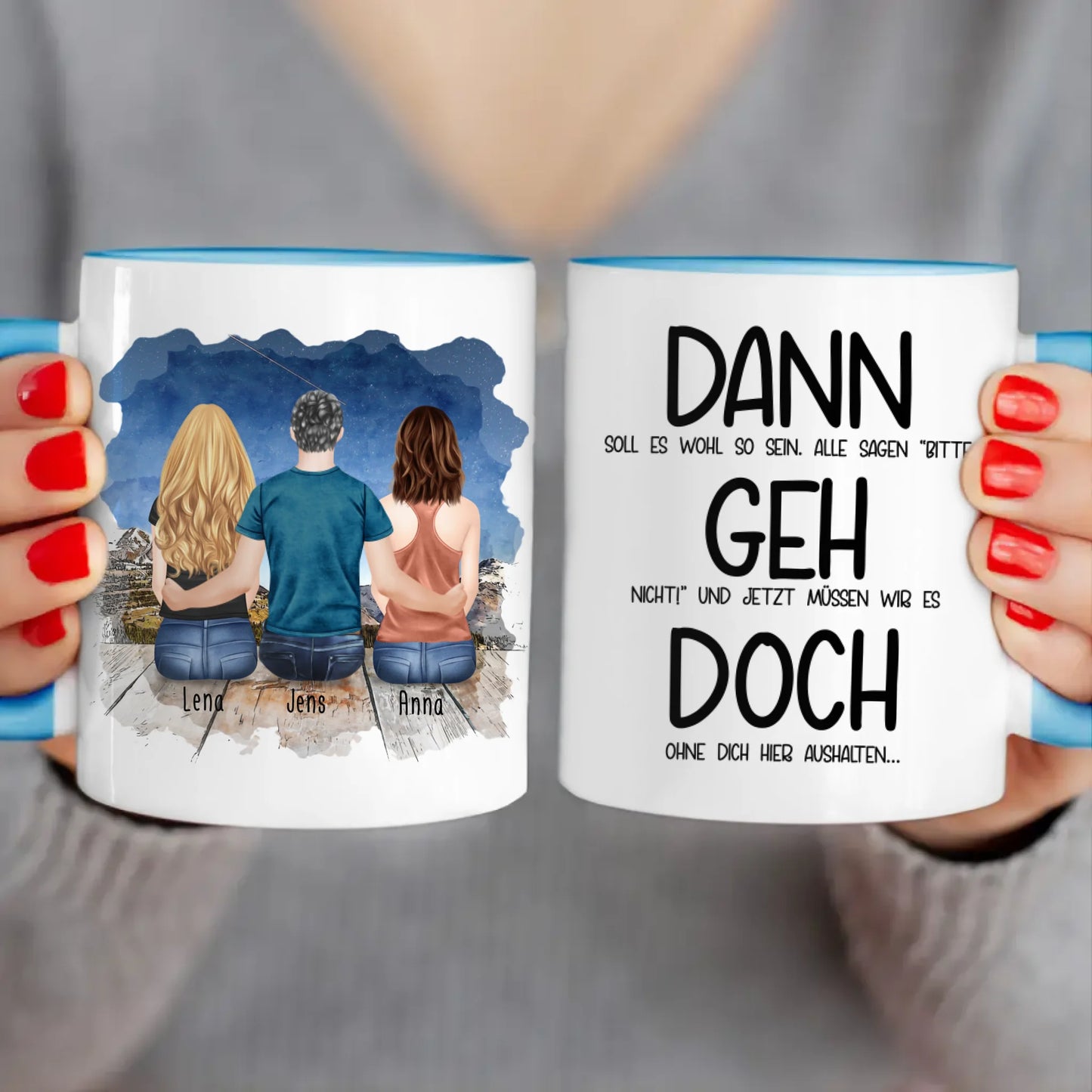 Personalisierte Tasse Kollegen (2 Frauen + 1 Mann) - Abschiedsgeschenk