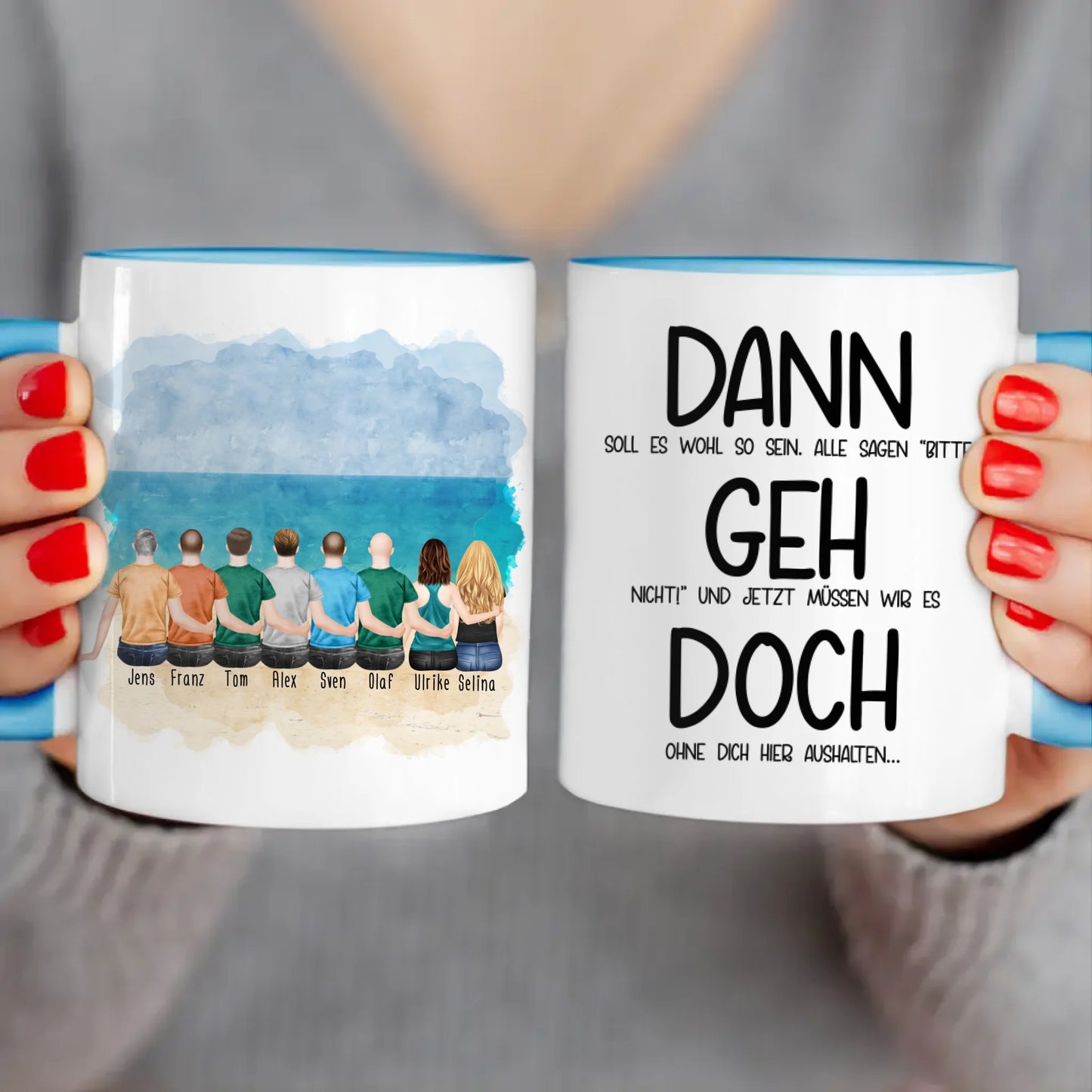 Personalisierte Tasse Kollegen (2 Frauen + 6 Männer) - Abschiedsgeschenk