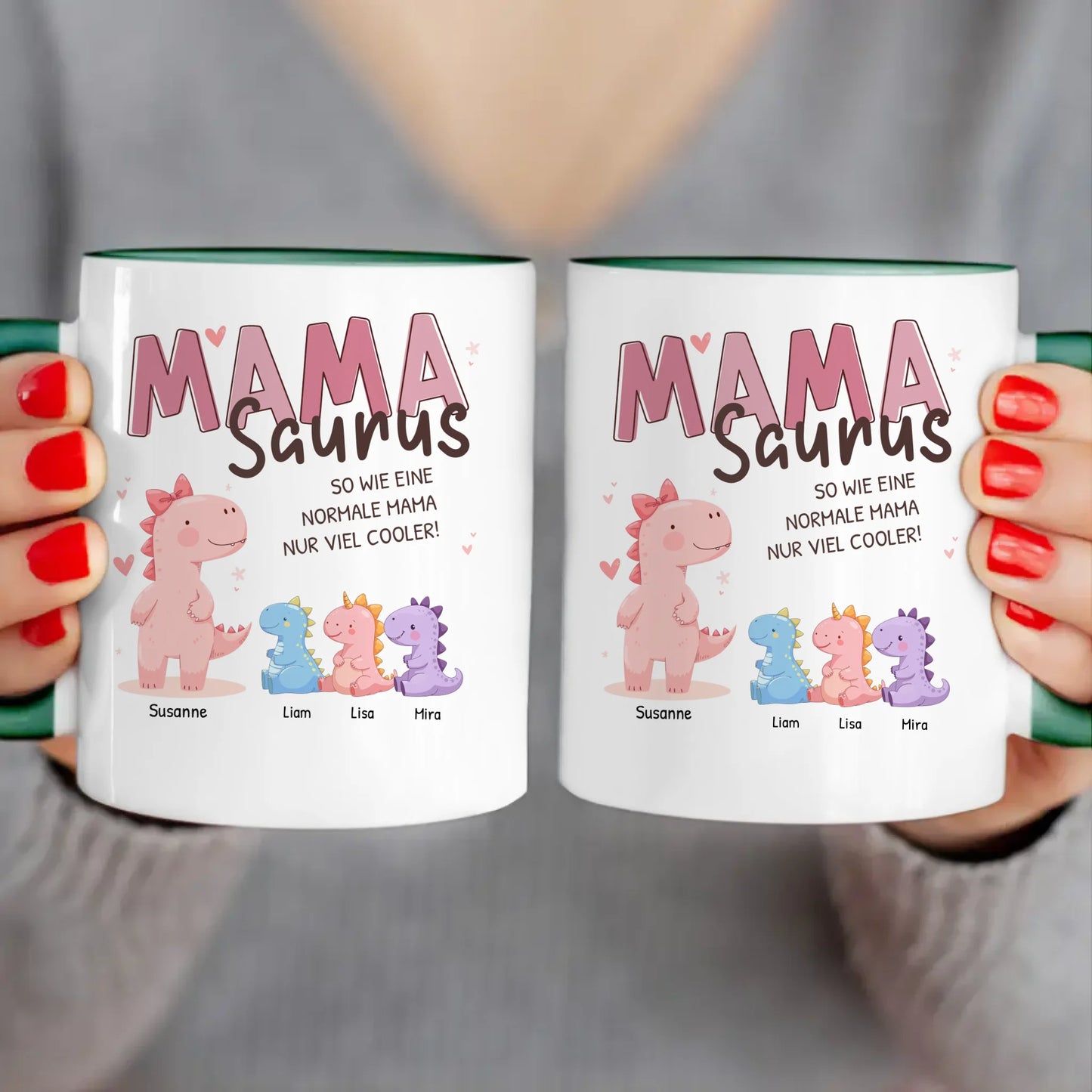 Personalisierte Tasse - Mamasaurus mit 1-10 Kindern